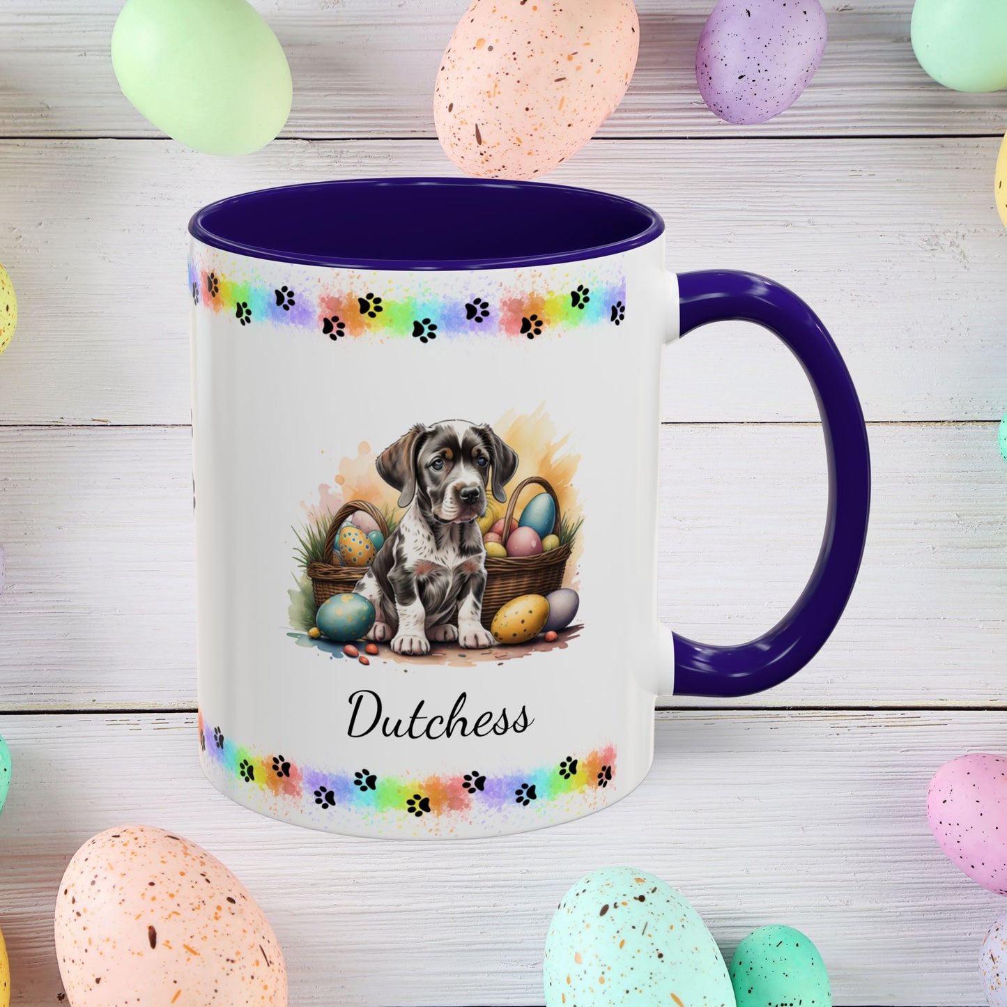 German Shorthaired Pointer Easter puppy coffee mug, personalized cute dog gift for mental health support and comfort