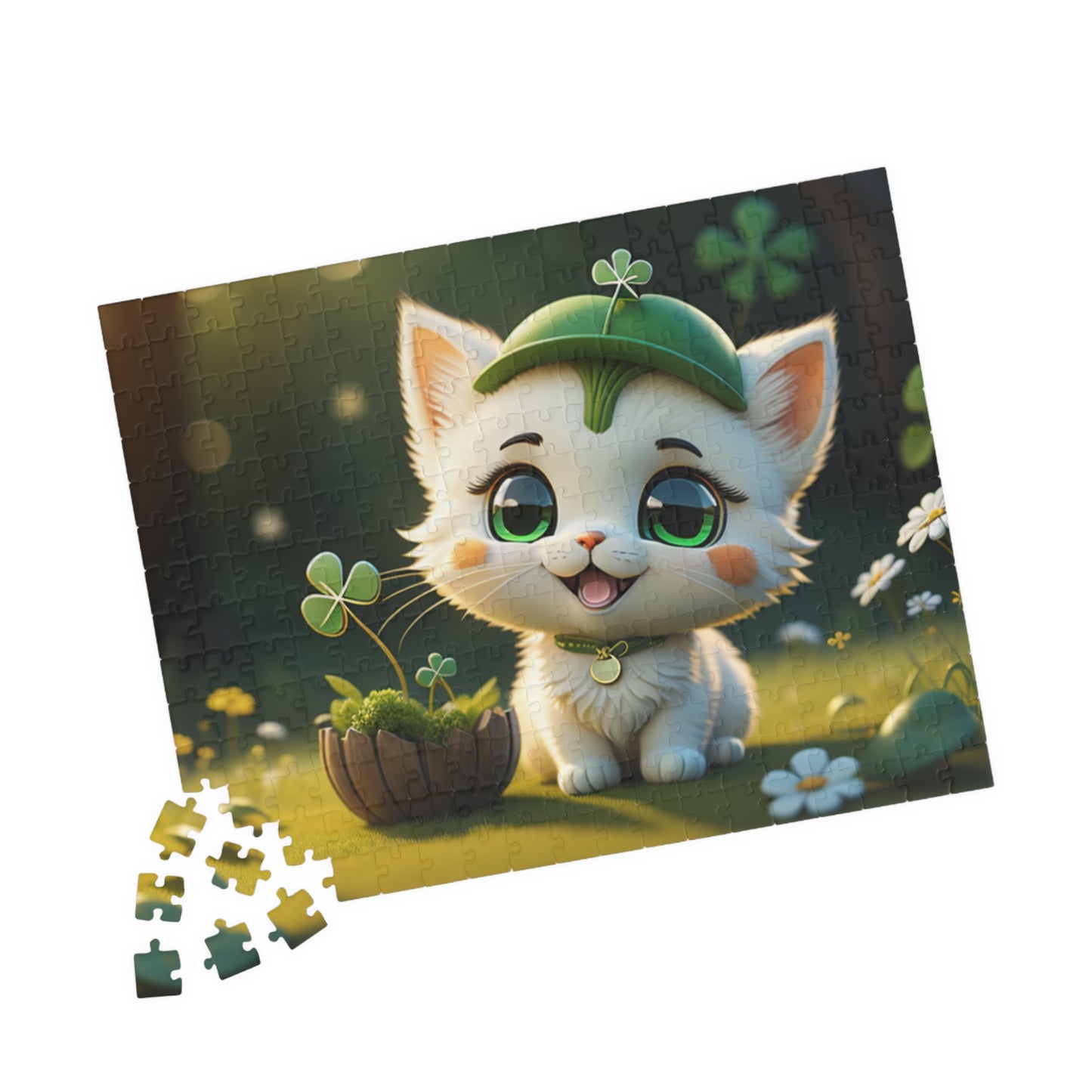 Clover Comfort Cat - St. Patrick's Day Mental Health Puzzle