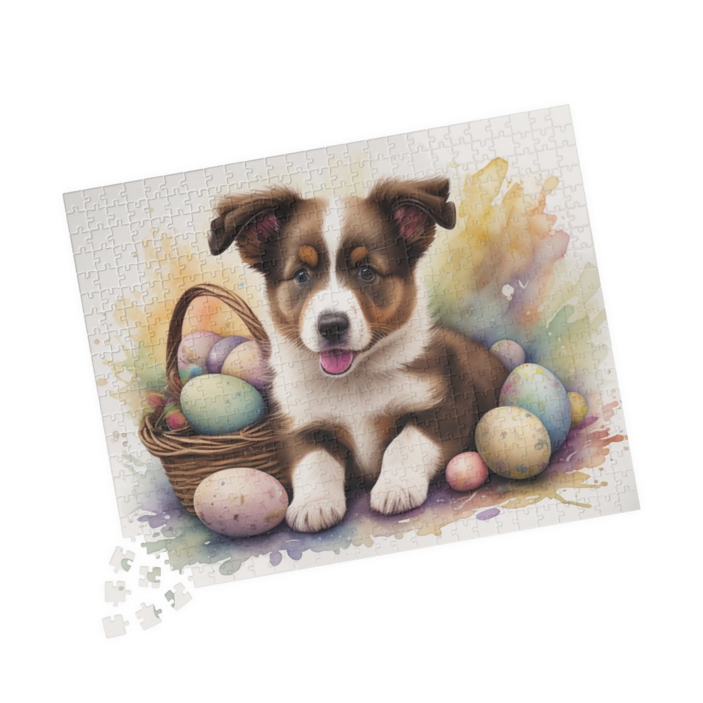 Border Collie (Brown & White) Easter Puppy Puzzle - Dog Lovers, Mental Health Benefits, Holiday Fun, Mindfulness, Stress Relief, Festive Gift