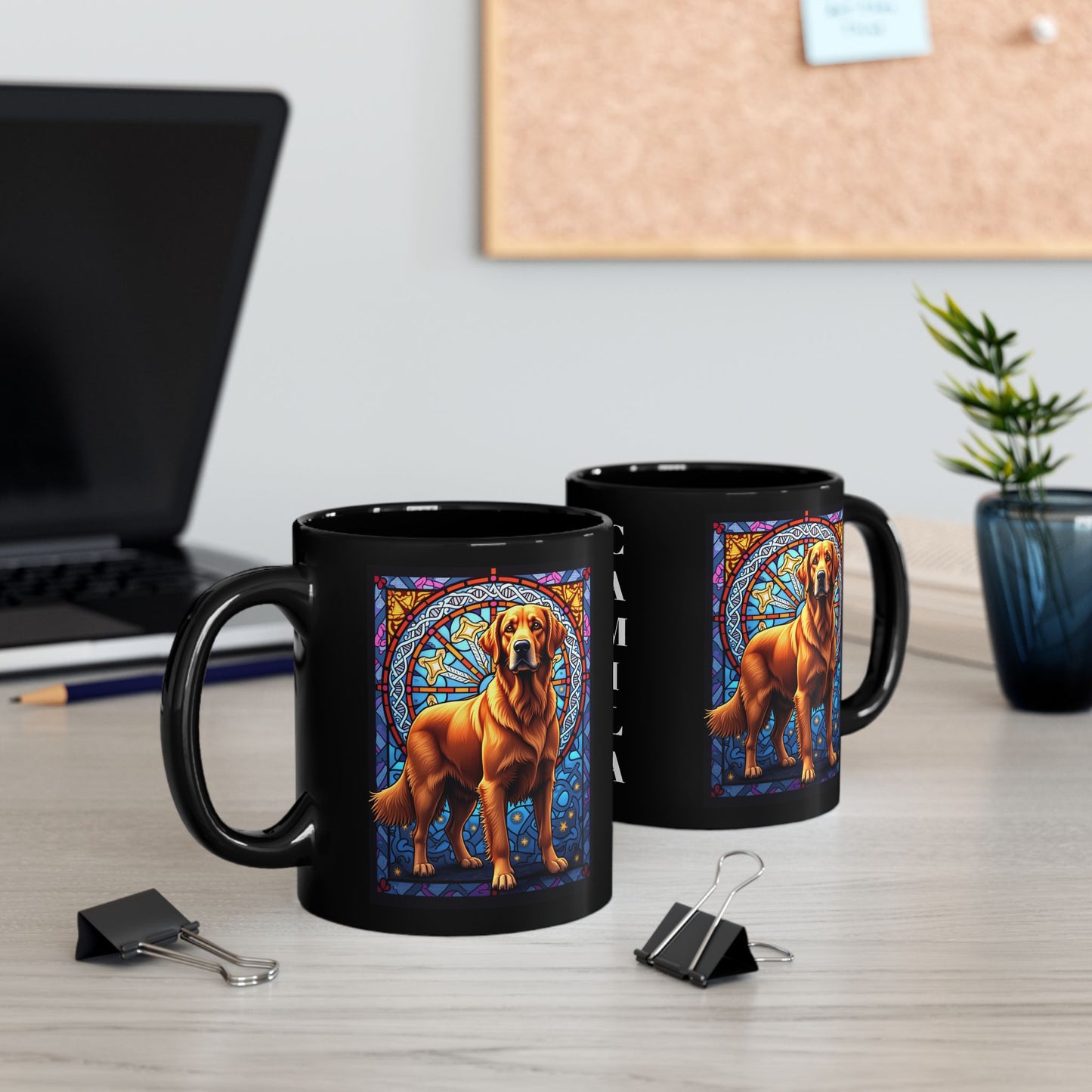 Red Golden Retriever personalized stained glass dog mug, custom gift for Golden Retriever parents