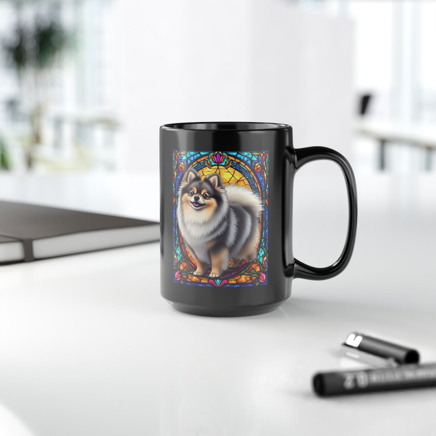 Pomeranian Wolf Sable personalized mug, custom fluffy dog coffee cup, pet lover gift