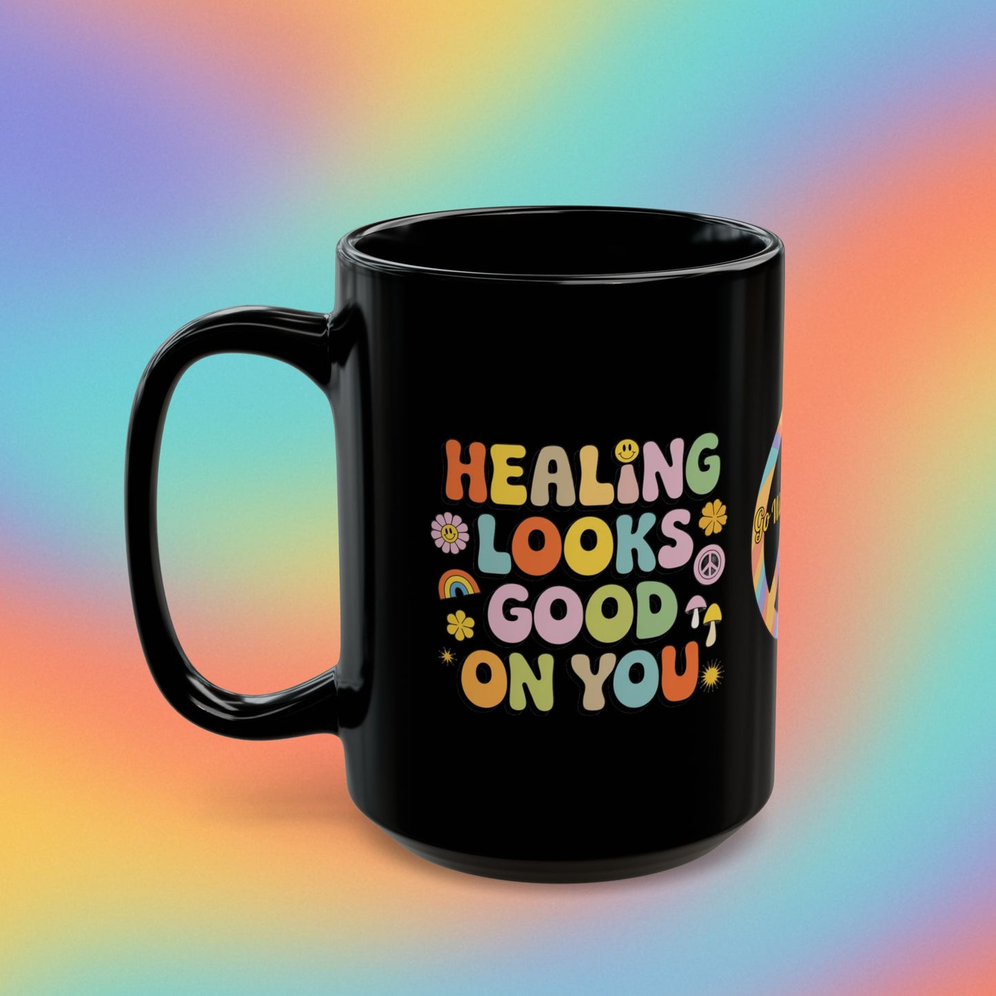 Healing Looks Good on You retro 70s self-love mental health coffee mug - MySisterIsASurvivor