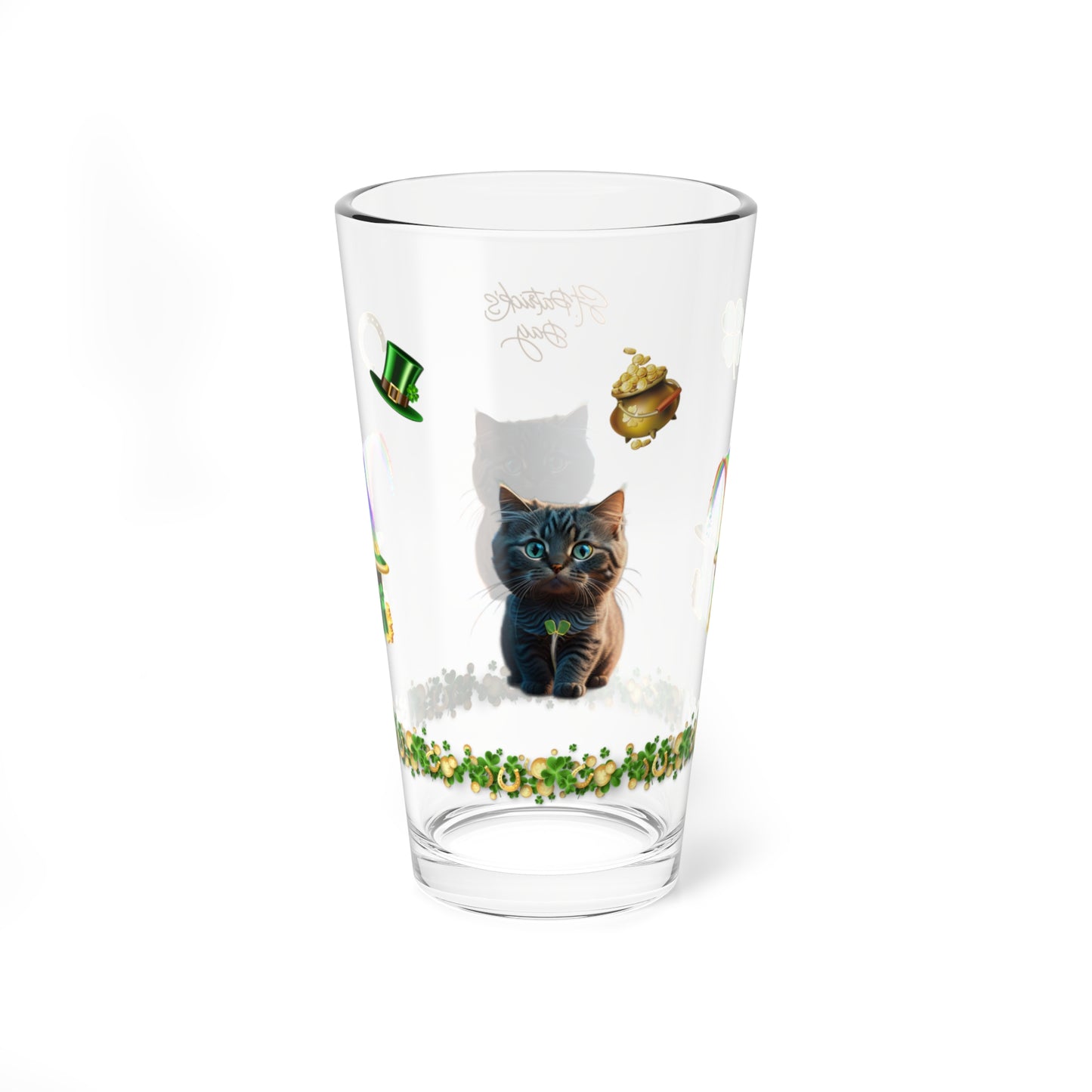Lucky Labyrinth of Little Paws: Mindful St. Patrick's Day 16oz Pint Glasses - Festive Design for Positivity & Wellness