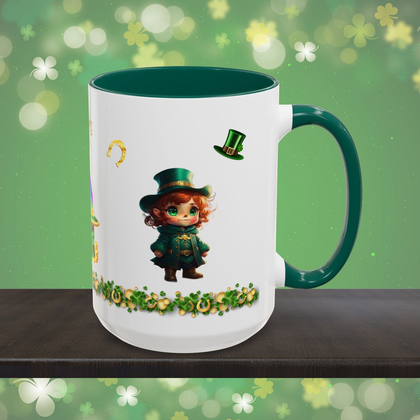 Mystical Leprechaun Magic: St. Patrick's Day Two-Tone Coffee Mug - Festive Ceramic Mug for Positivity & Mindfulness