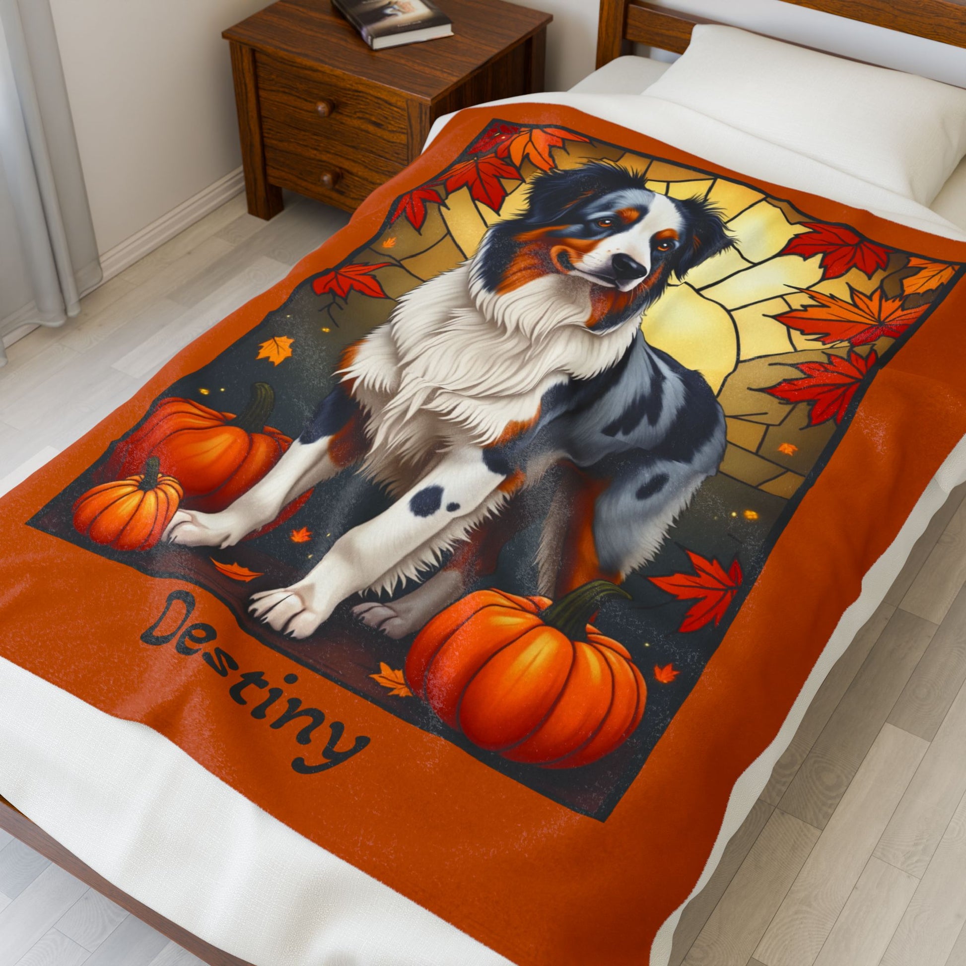Australian Shepherd Blue Merle Coat Velveteen Blanket, Personalized Dog Throw, Custom Herding Companion Gift