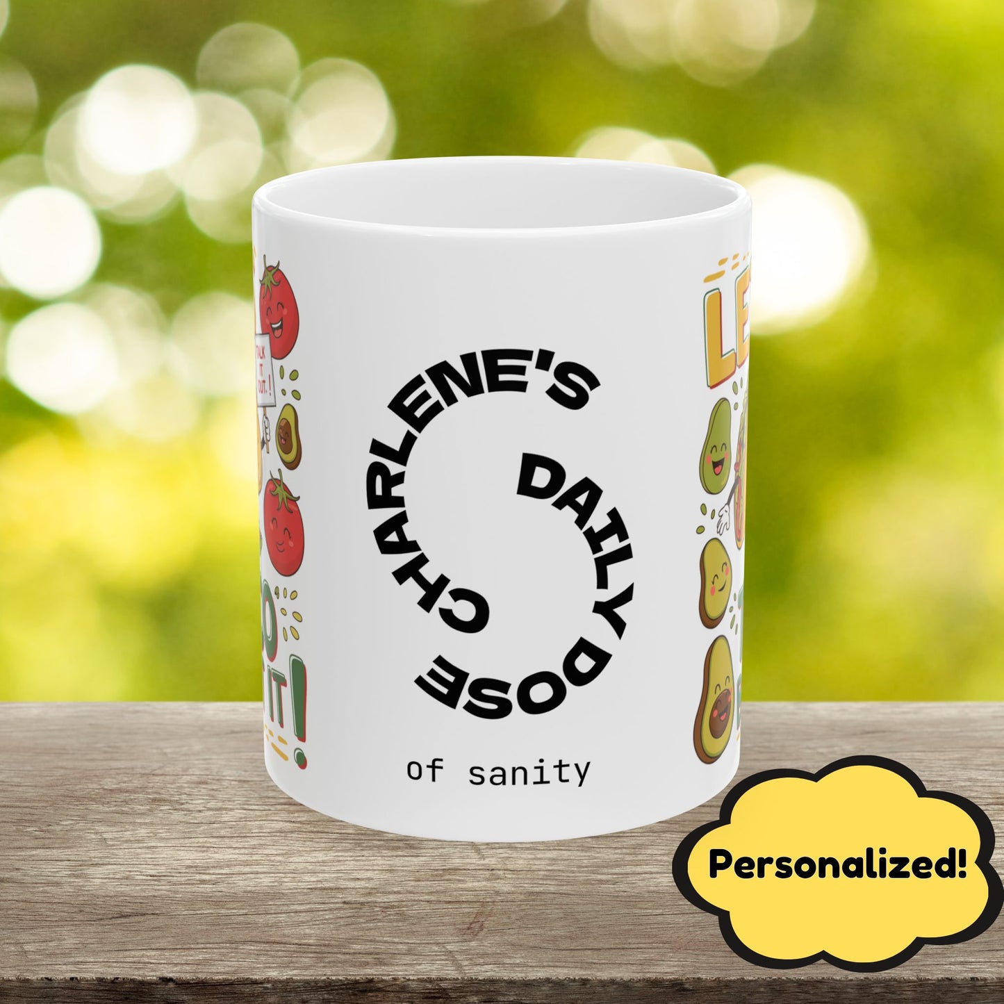 Let's Taco Bout It Funny Mental Health Mug, Stylish Ceramic Coffee Cup, Positive Affirmation Gift, Anxiety Relief, Self-Care Mug, Therapist Office Décor