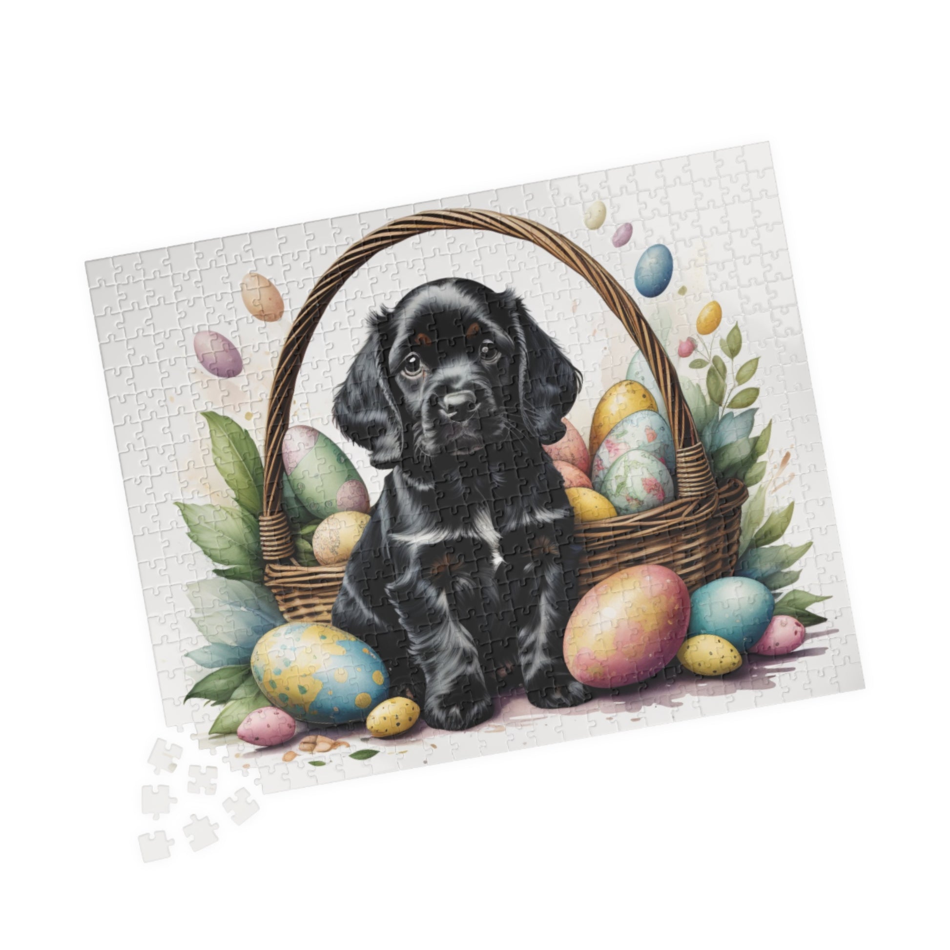 Cocker Spaniel (Black) Easter Puppy Puzzle - Dog Lovers, Mental Health Benefits, Holiday Fun, Mindfulness, Stress Relief, Festive Gift