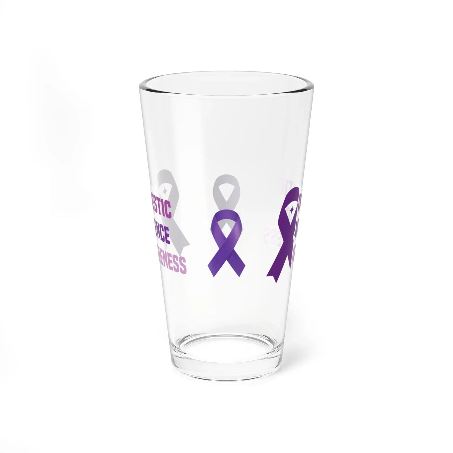 Shop our premium domestic violence awareness pint glass 16oz from MySisterIsASurvivor.
