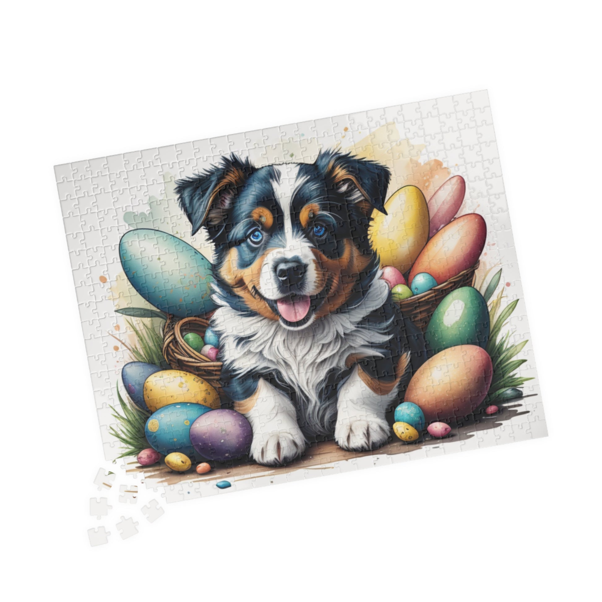 Australian Shepherd Easter Puppy Puzzle - Dog Lovers, Mental Health Benefits, Holiday Fun, Mindfulness, Stress Relief, Festive Gift