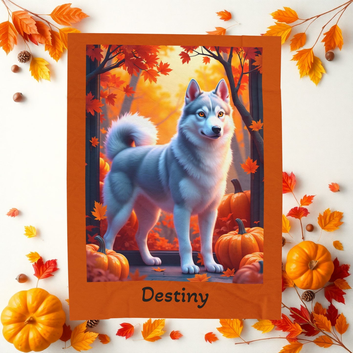 Silver Grey Husky amber eyes velveteen plush blanket, plush dog throw for Husky owners - MySisterIsASurvivor