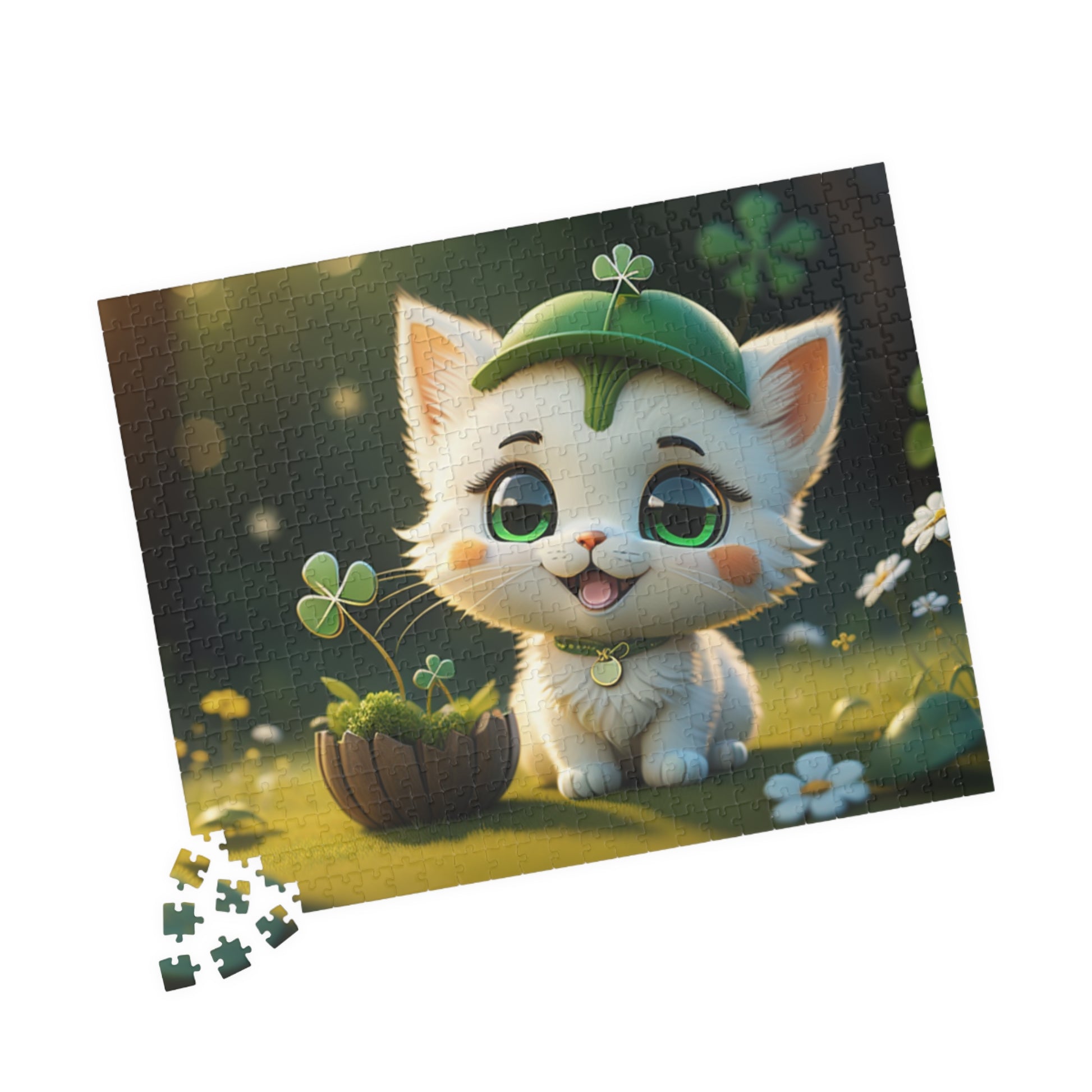 Clover Comfort Cat - St. Patrick's Day Mental Health Puzzle