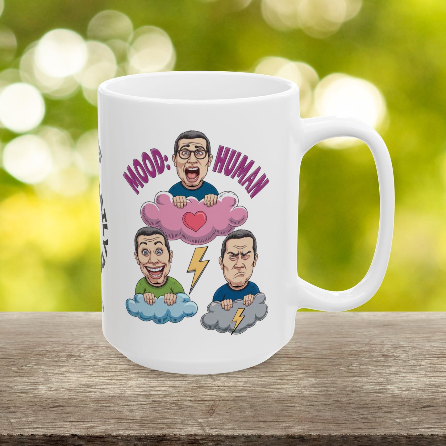 Mood: Human Funny Mental Health Mug, Stylish Ceramic Coffee Cup, Positive Affirmation Gift, Anxiety Relief, Self-Care Mug, Therapist Office Décor