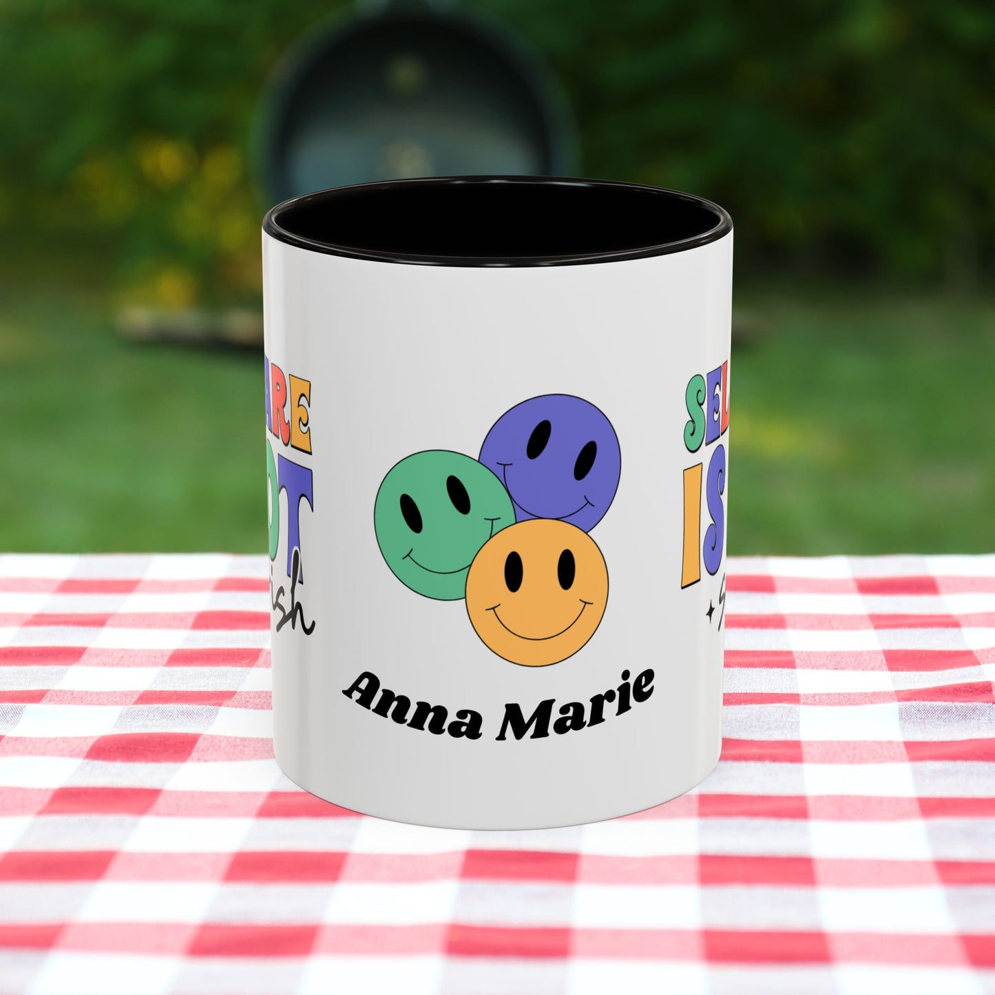 Self-Care is Not Selfish - Personalized Retro Empowering Mental Health Mug for Daily Wellness