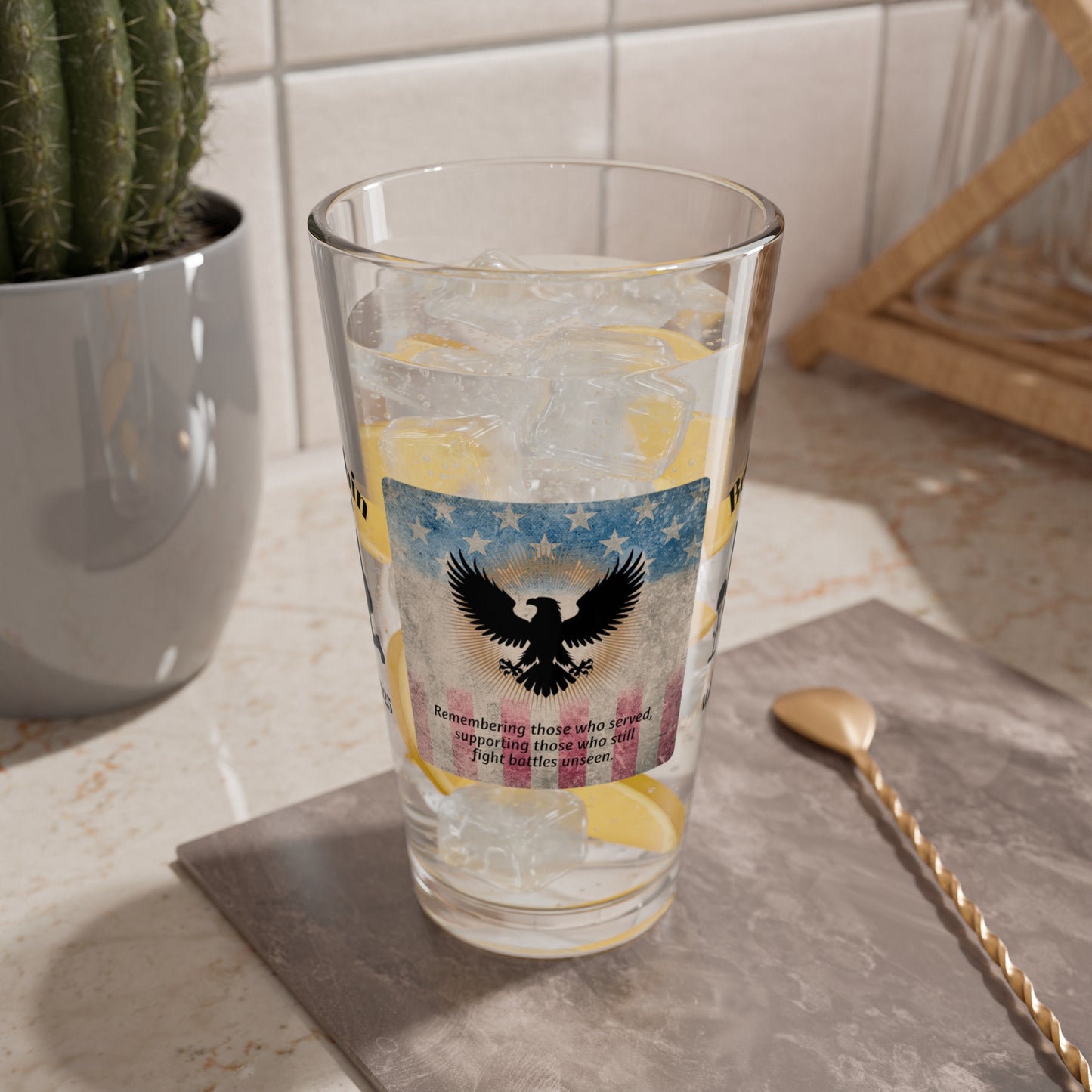 Personalized Memorial Day Pint Glass - "Remembering Those Who Served", PTSD Awareness Gift for Veterans & Memorial Days