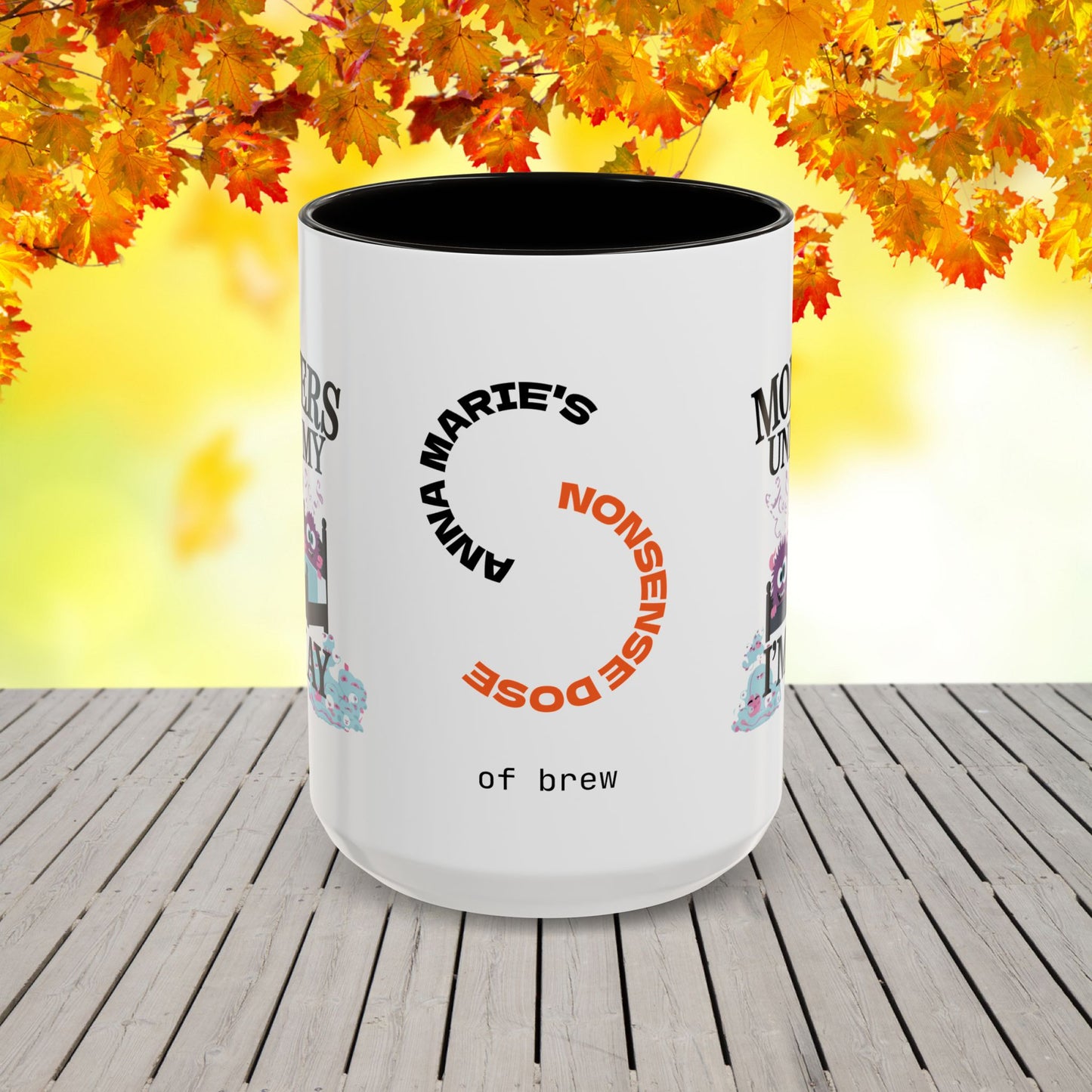 Empowering Halloween mug with monsters-under-the-bed theme, designed for anxiety support and mental health warriors