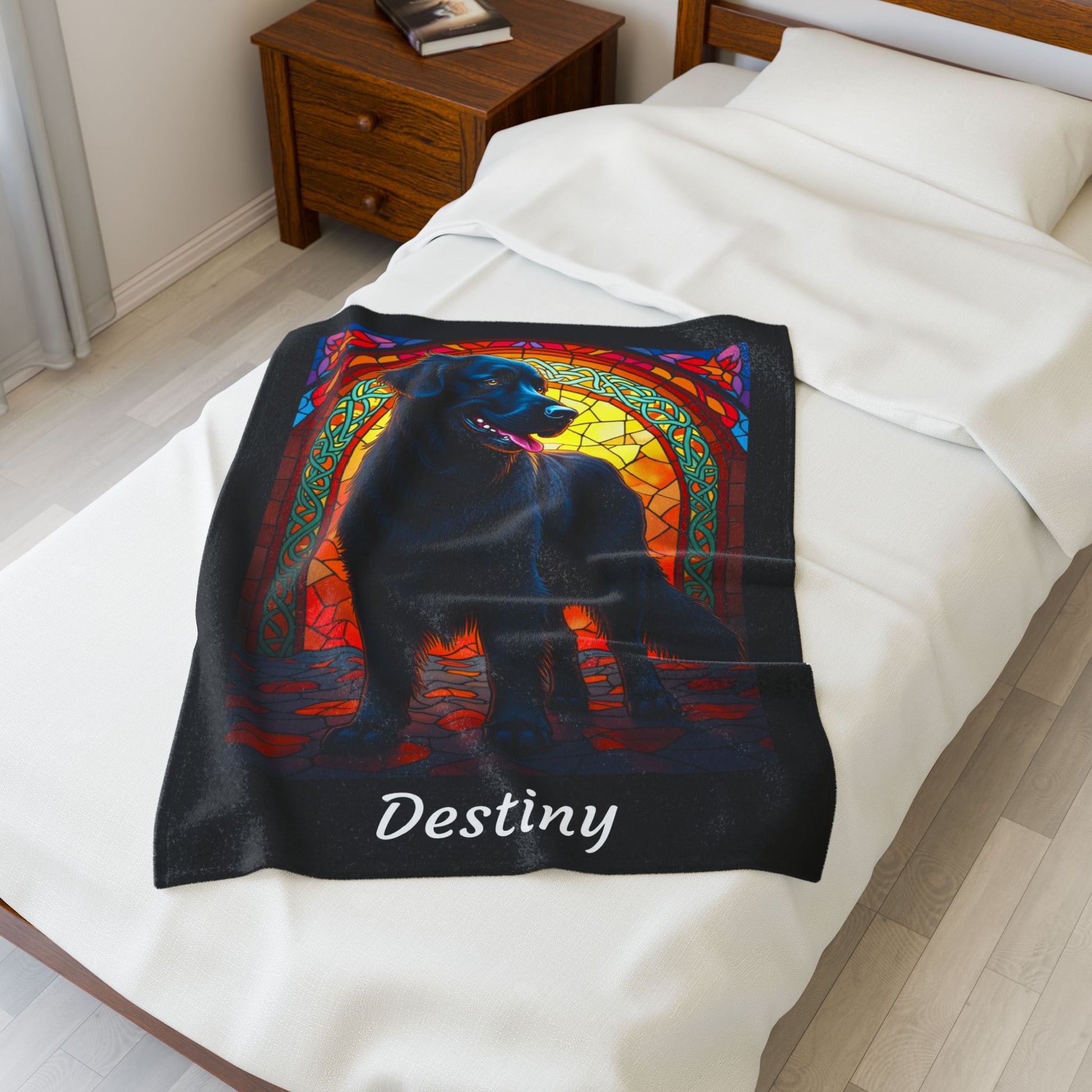 Golden Retriever Black Coat Personalized Velveteen Plush Blanket, Custom Dog Lover Throw for Humans