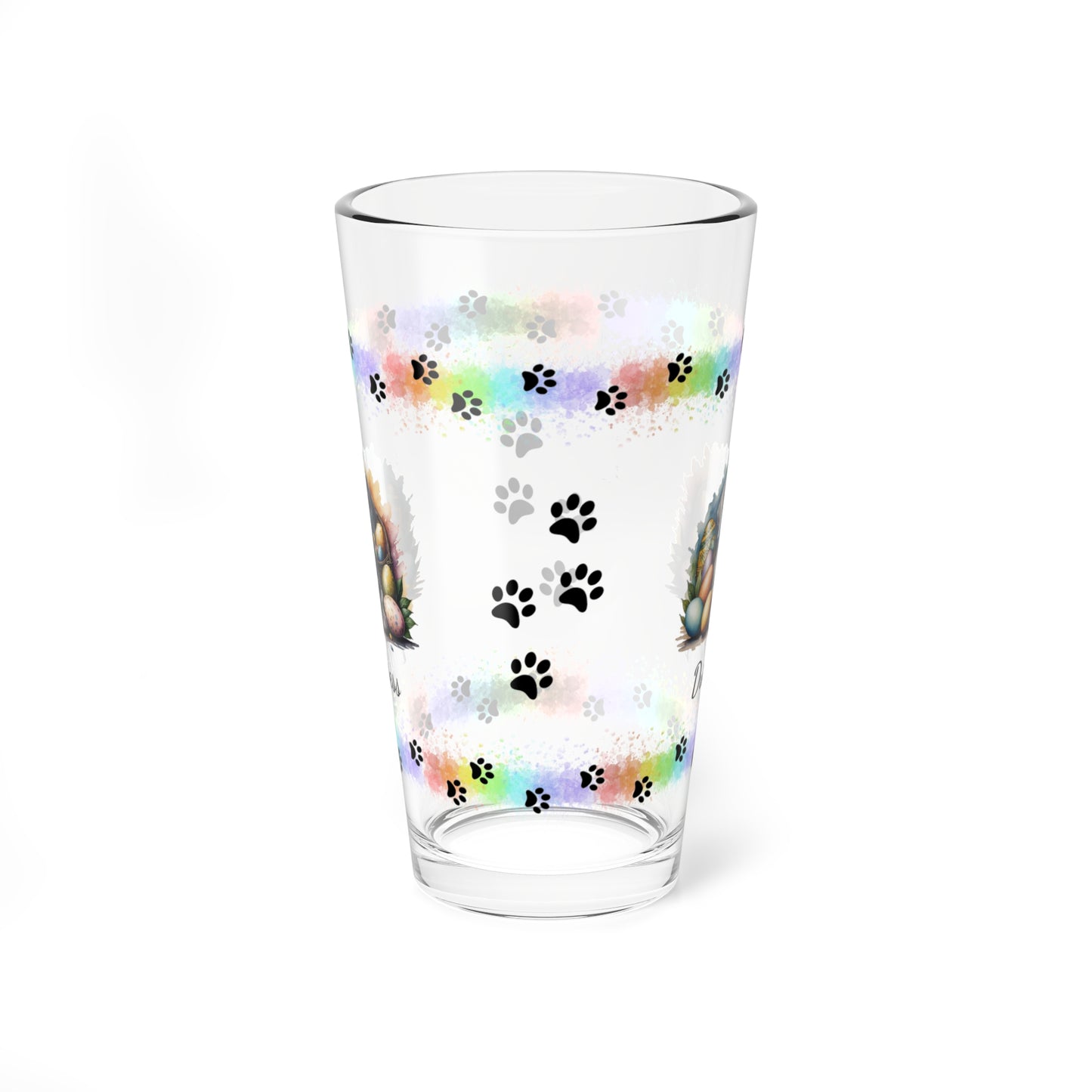 Weimaraner (Mouse Gray) Personalized Easter Puppy 16oz Pint Glass - Custom Dog Design, Mental Health Gift, Easter Décor, and Festive Celebrations
