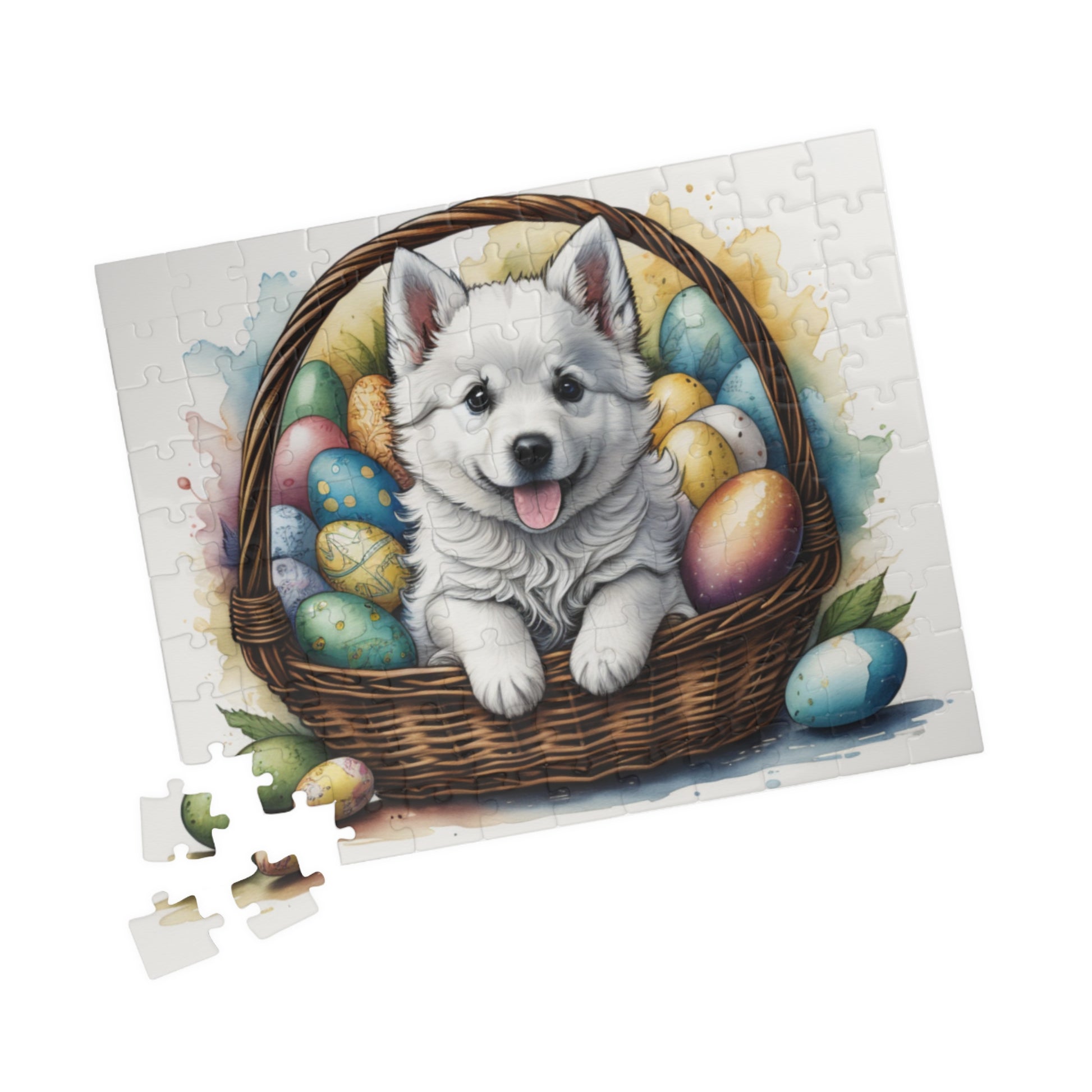 American Eskimo Easter Puppy Puzzle - Dog Lovers, Mental Health Benefits, Holiday Fun, Mindfulness, Stress Relief, Festive Gift