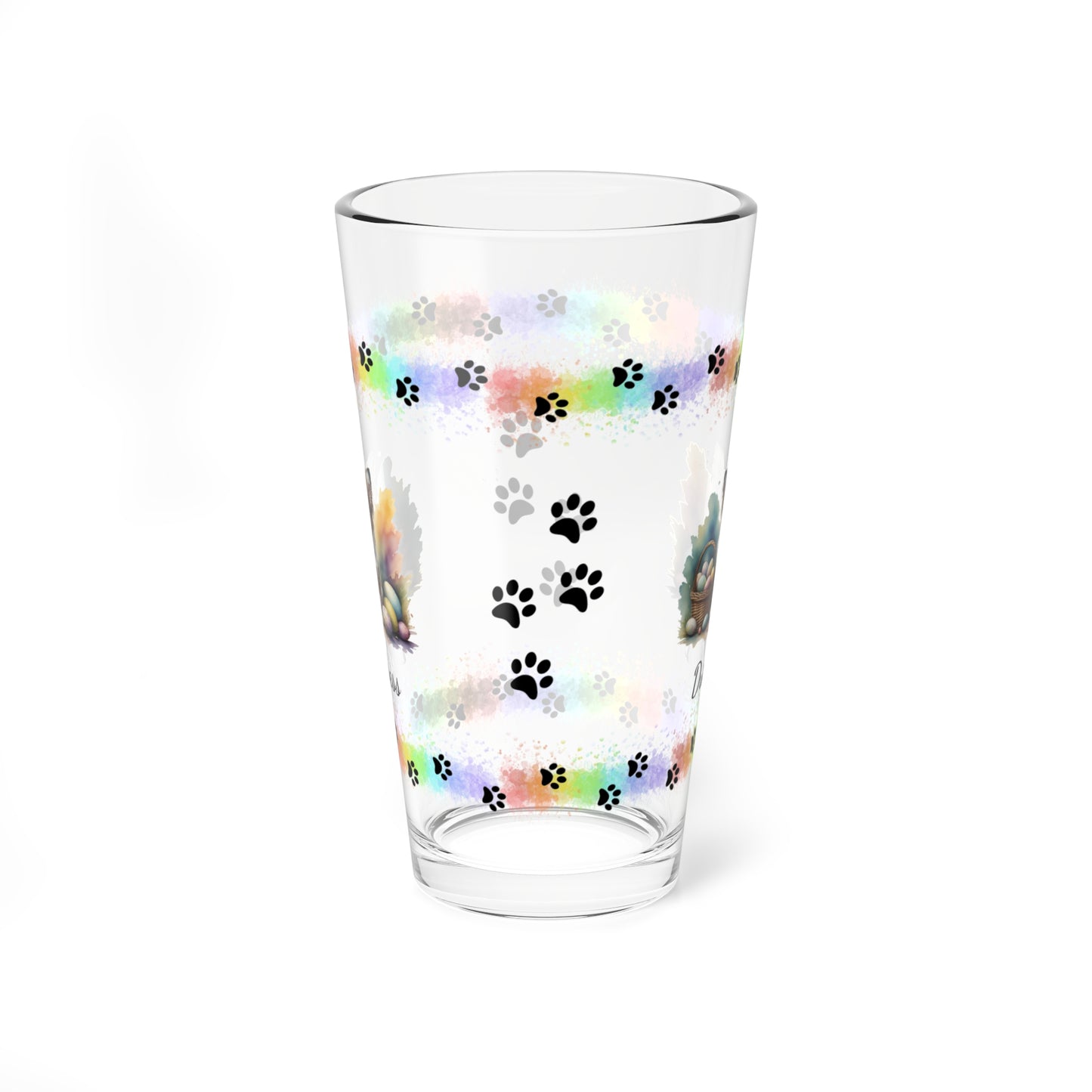 Papillon (White & Brown) Personalized Easter Puppy 16oz Pint Glass - Custom Dog Design, Mental Health Gift, Easter Décor, and Festive Celebrations