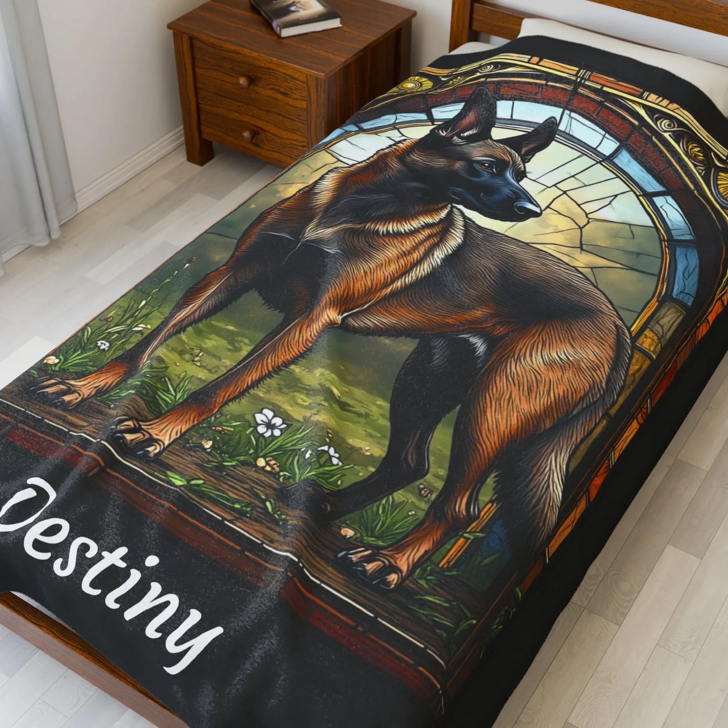 Shop our premium belgian malinois fawn sable personalized velveteen plush blanket from MySisterIsASurvivor.
