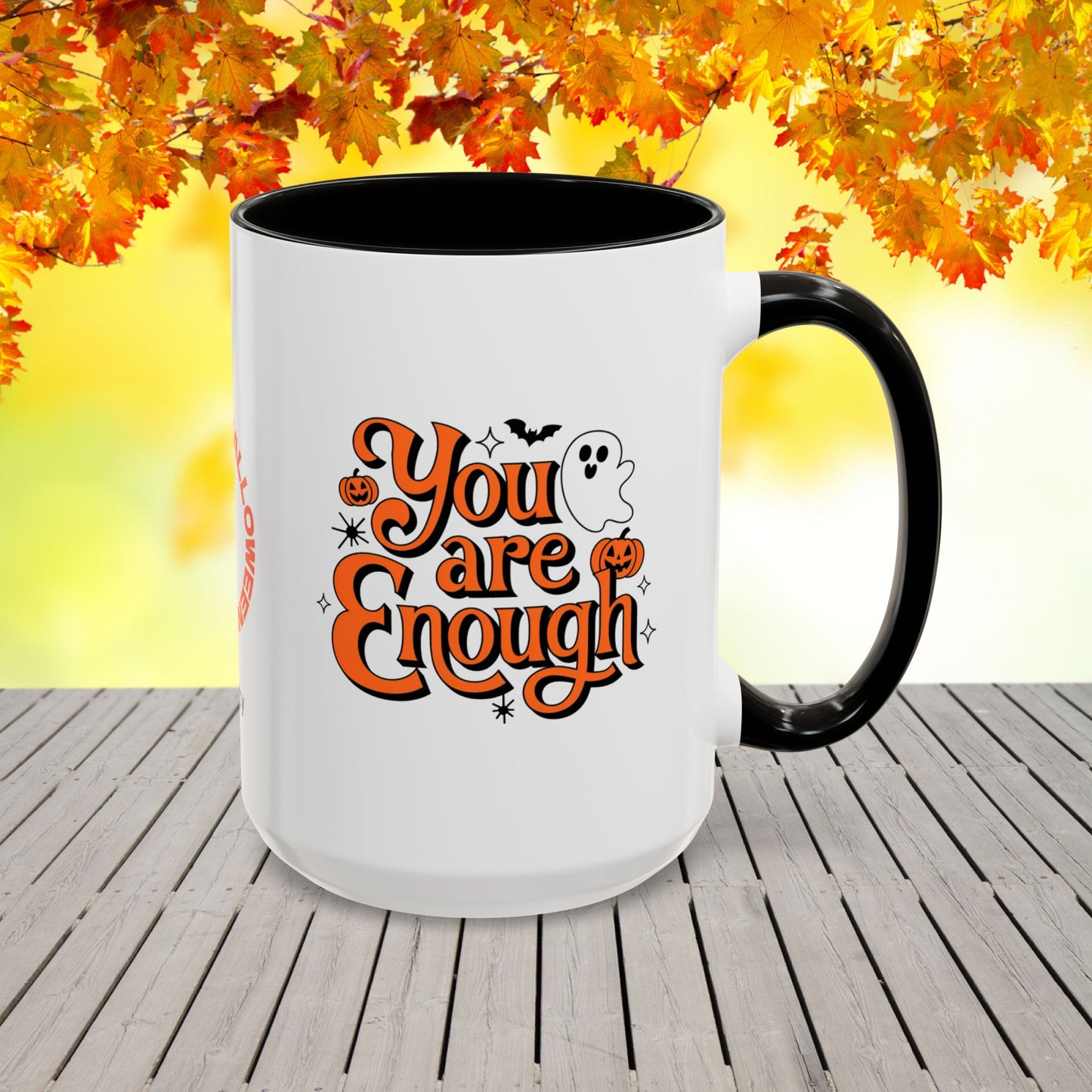 You Are Enough Halloween Mug -personalized Halloween coffee cup with name & positive message