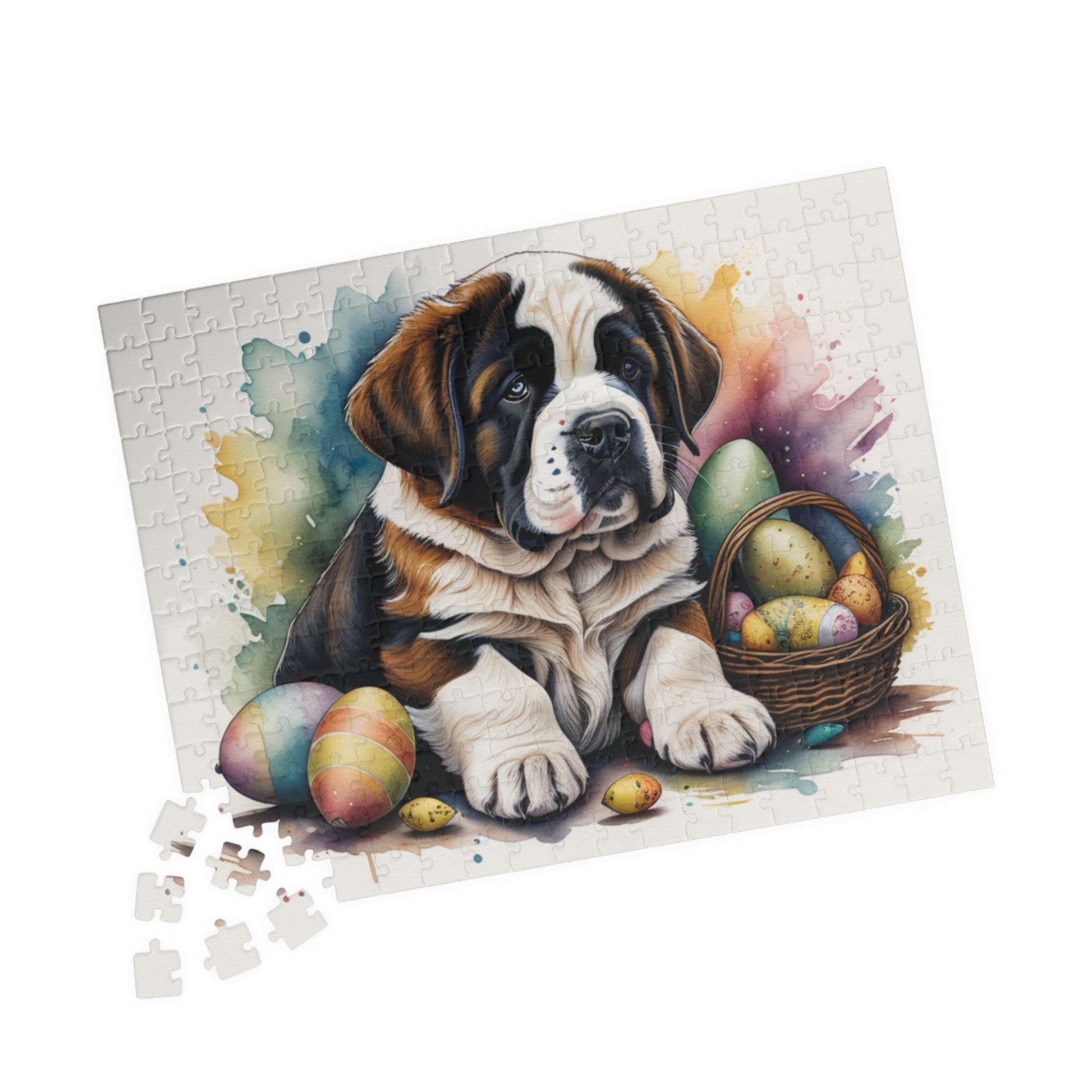 Saint Bernard Easter Puppy Puzzle - Dog Lovers, Mental Health Benefits, Holiday Fun, Mindfulness, Stress Relief, Festive Gift
