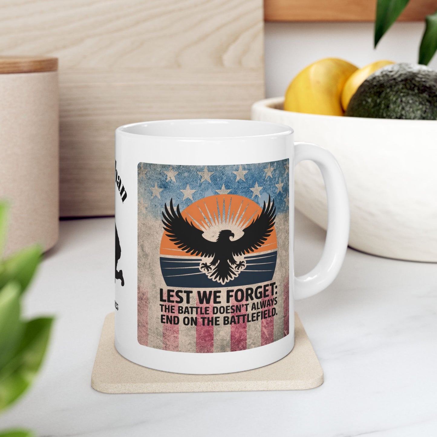 Personalized Memorial Day Mug - "Lest We Forget" PTSD Support Tribute