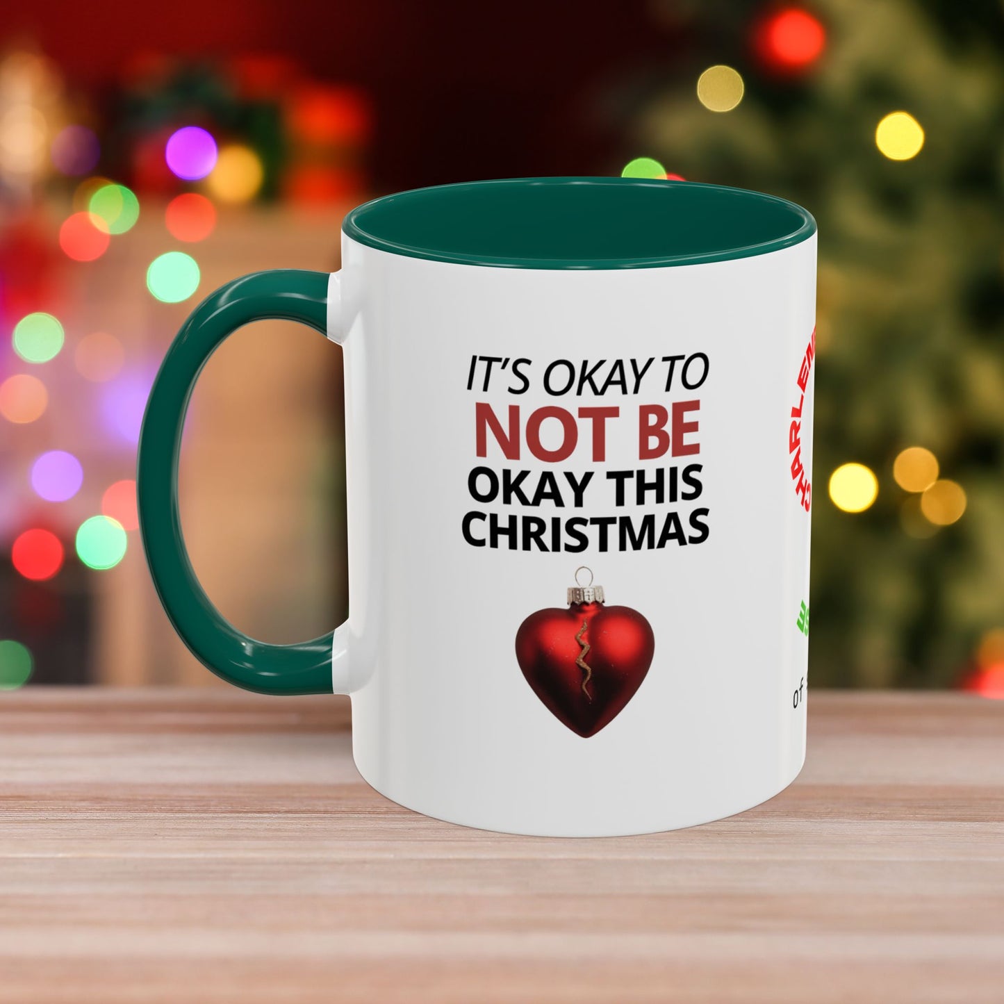 It's Okay to Not Be Okay This Christmas Mug - Personalized Christmas Mental Wellness Mug, Supportive Holiday Gift with Accent Color