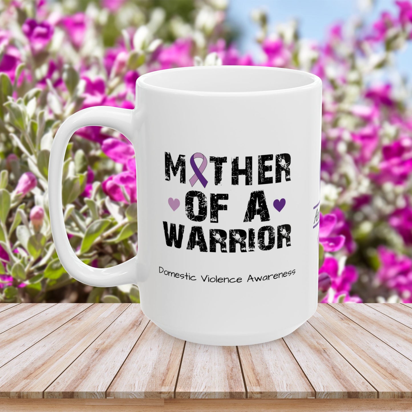Mother of a Warrior mug - supportive DV awareness mug with custom name and hope message