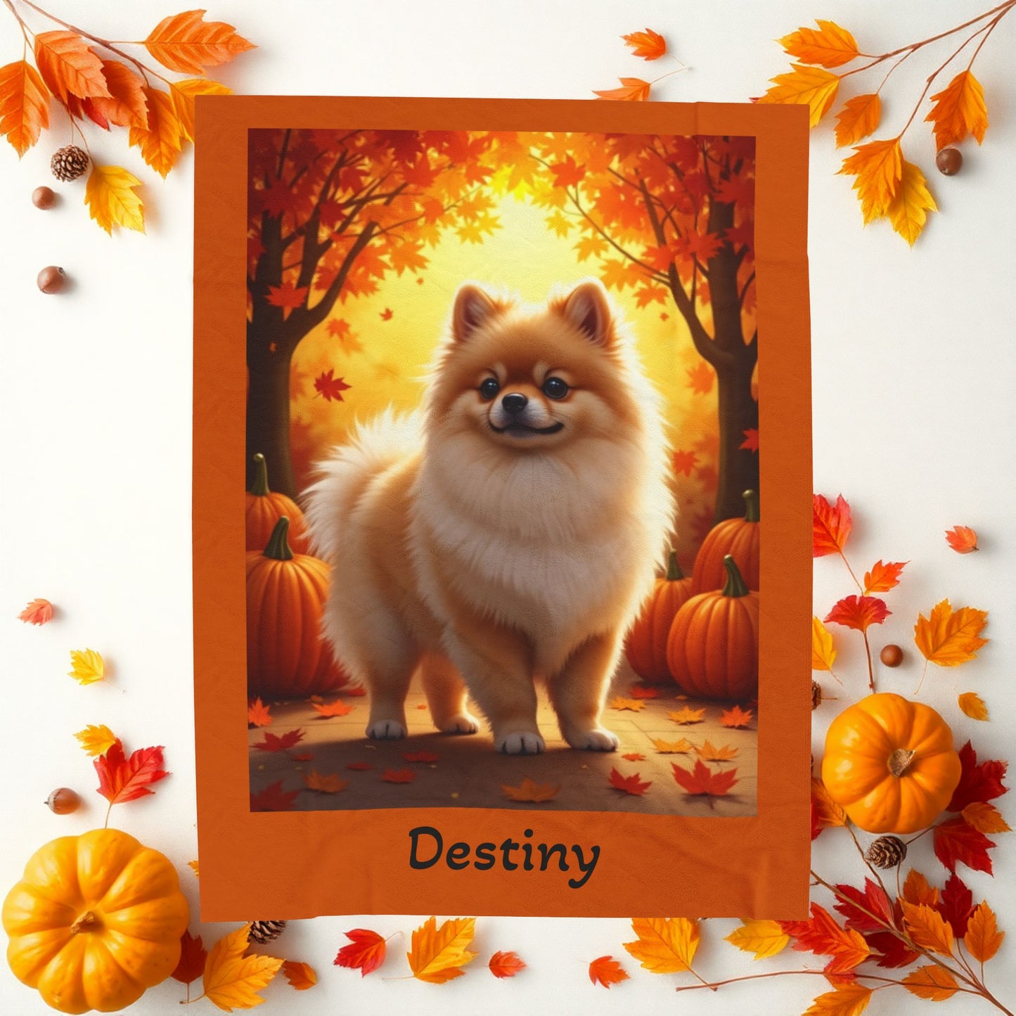 Cream Sable Pomeranian velveteen plush blanket, cozy dog lover throw for home decor and perfect pet parent gift