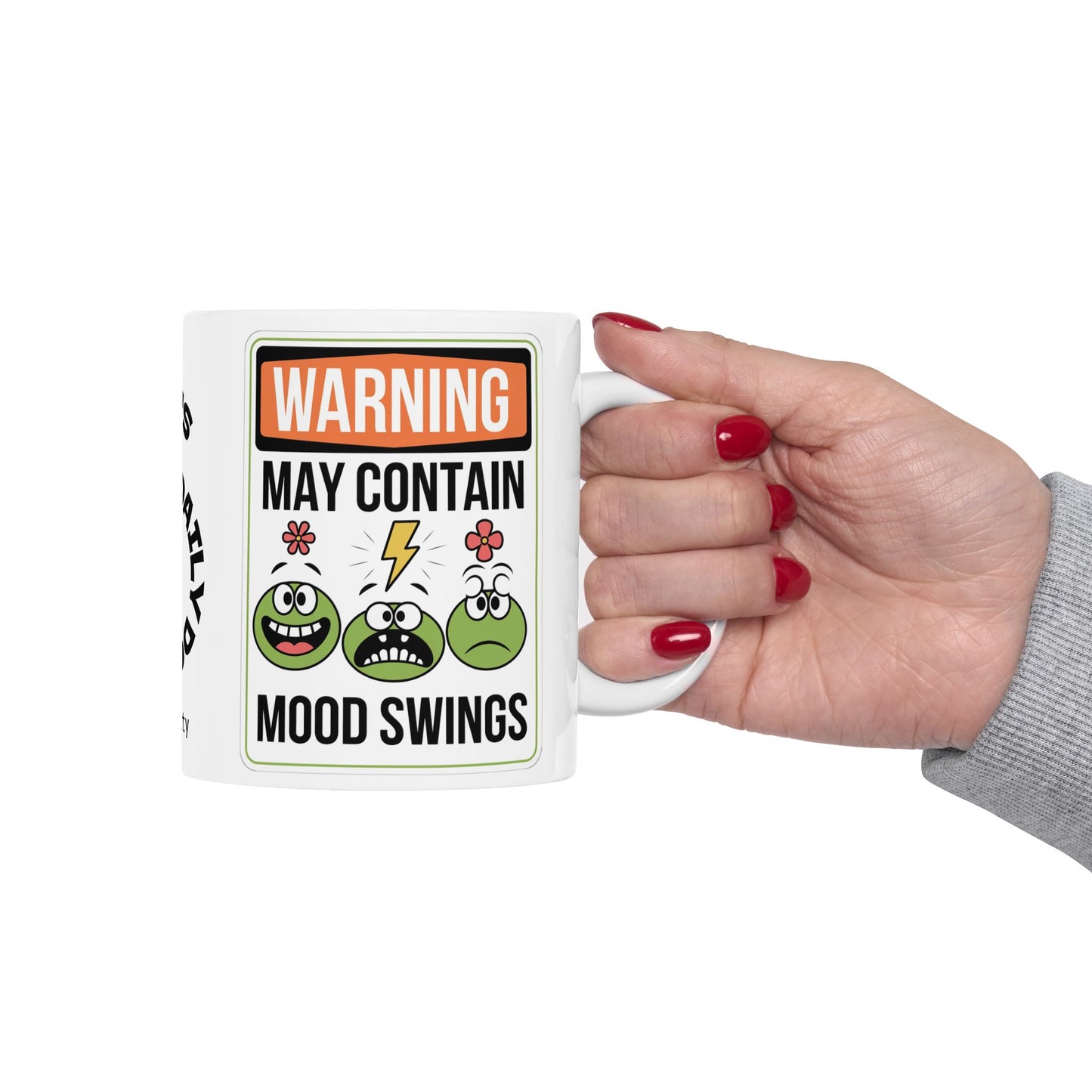 Warning May Contain Mood Swings Funny Mental Health Mug, Stylish Ceramic Coffee Cup, Positive Affirmation Gift, Anxiety Relief, Self-Care Mug, Therapist Office Décor