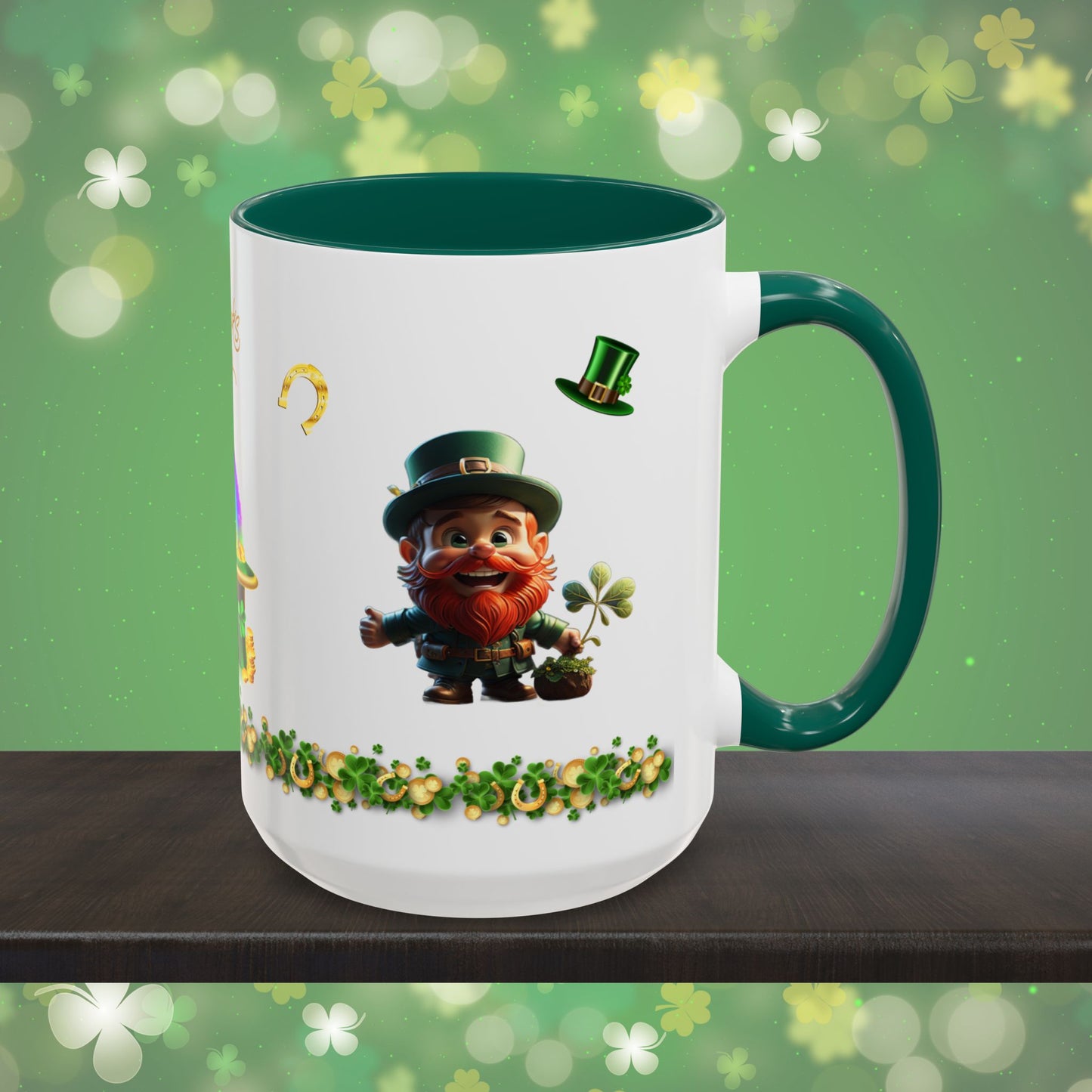 Leprechaun Glee: St. Patrick's Day Two-Tone Coffee Mug - Festive Ceramic Mug for Positivity & Mindfulness