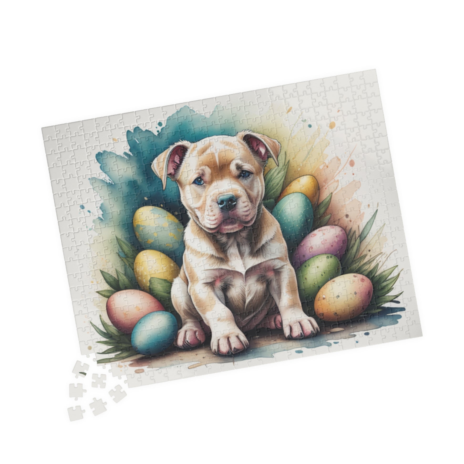 Pitbull (Fawn) Easter Puppy Puzzle - Dog Lovers, Mental Health Benefits, Holiday Fun, Mindfulness, Stress Relief, Festive Gift