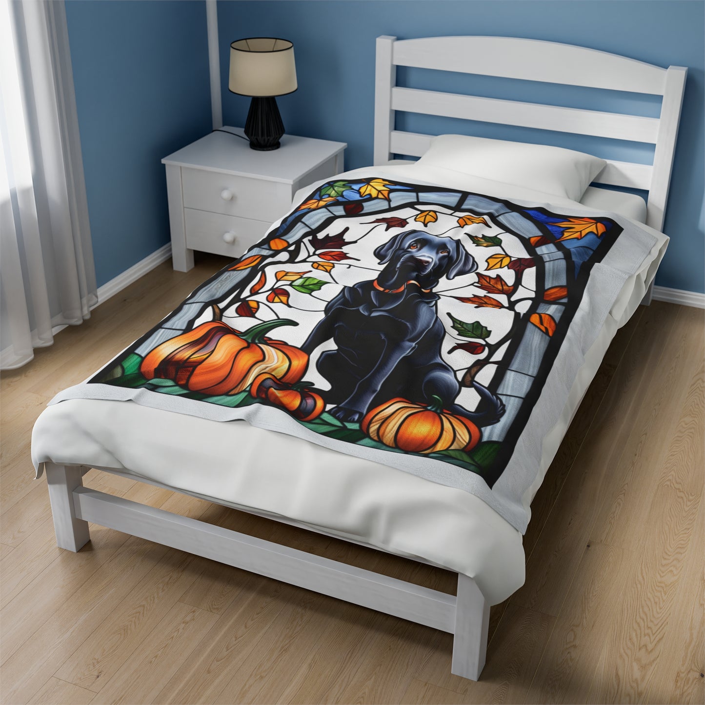 Black Labrador Dog Velveteen Plush Blanket - Pet Lover Gift, Black Labrador Pet Blanket, Dog Lover Gift
