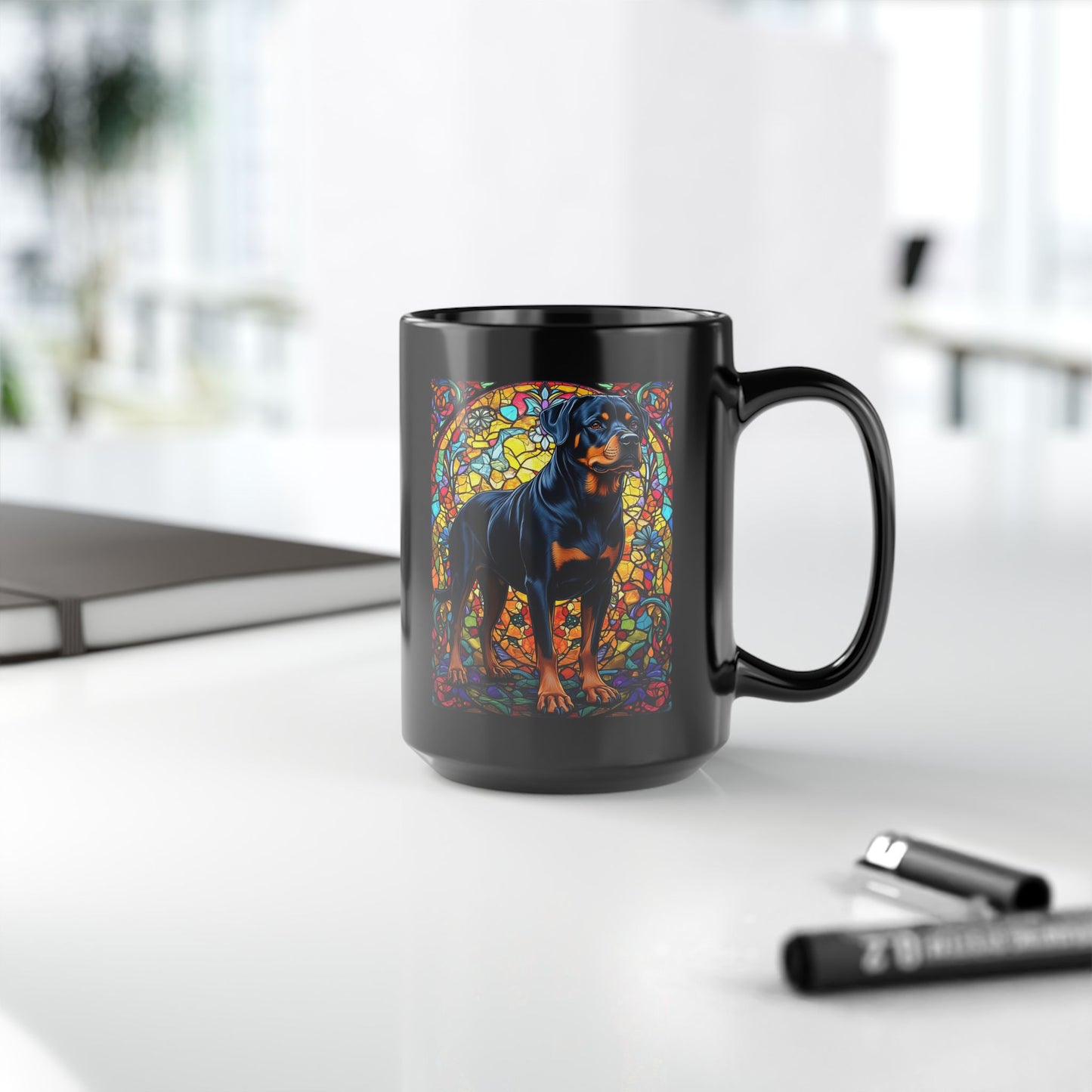 Rottweiler (Black & Rust) Personalized Mug, Pet Lover Mug, Dog Coffee Mug, Custom Name Mug, Dog Lover Gift, Dog-Themed Mug, Rottie Mug