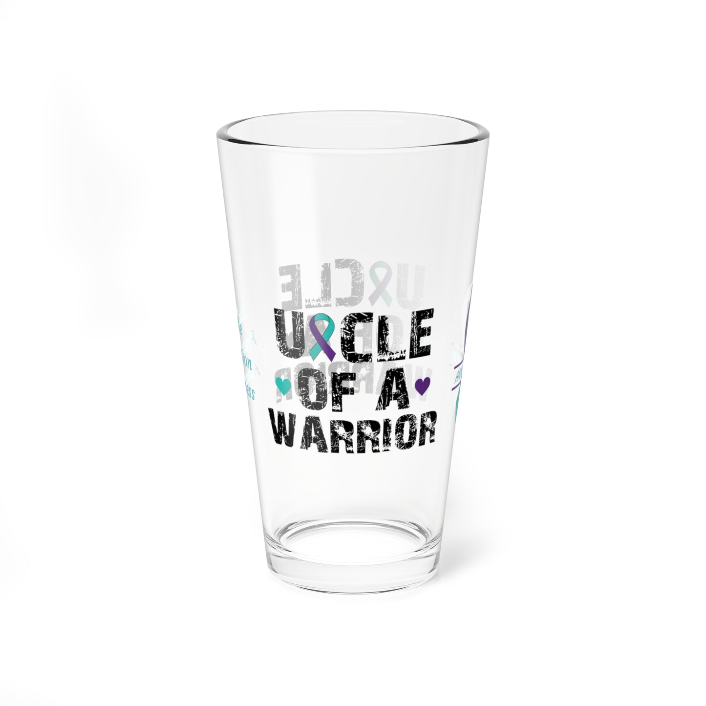 Uncle of a Warrior: Personalized Suicide Prevention Awareness Warrior Pint Glass - Proud Family Member