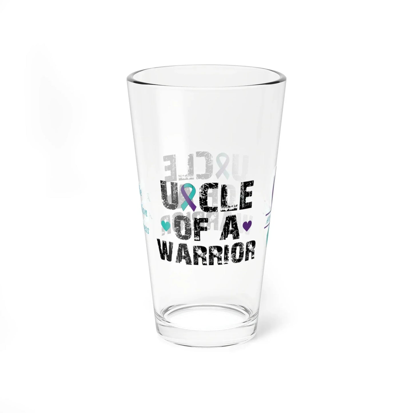 Shop our premium uncle of a warrior suicide prevention awareness pint glass 16oz from MySisterIsASurvivor.