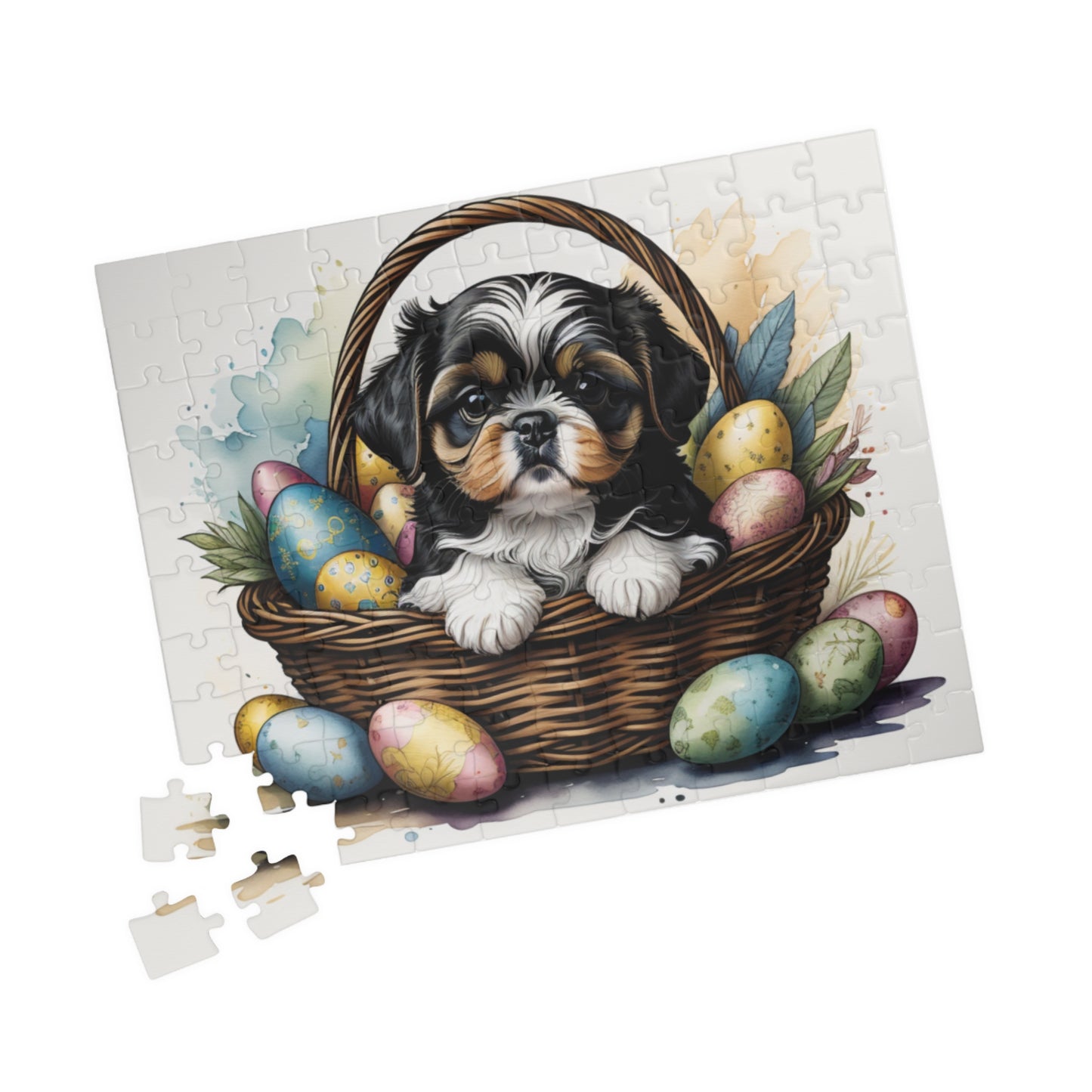 Shih Tzu (Tricolor) Easter Puppy Puzzle - Dog Lovers, Mental Health Benefits, Holiday Fun, Mindfulness, Stress Relief, Festive Gift
