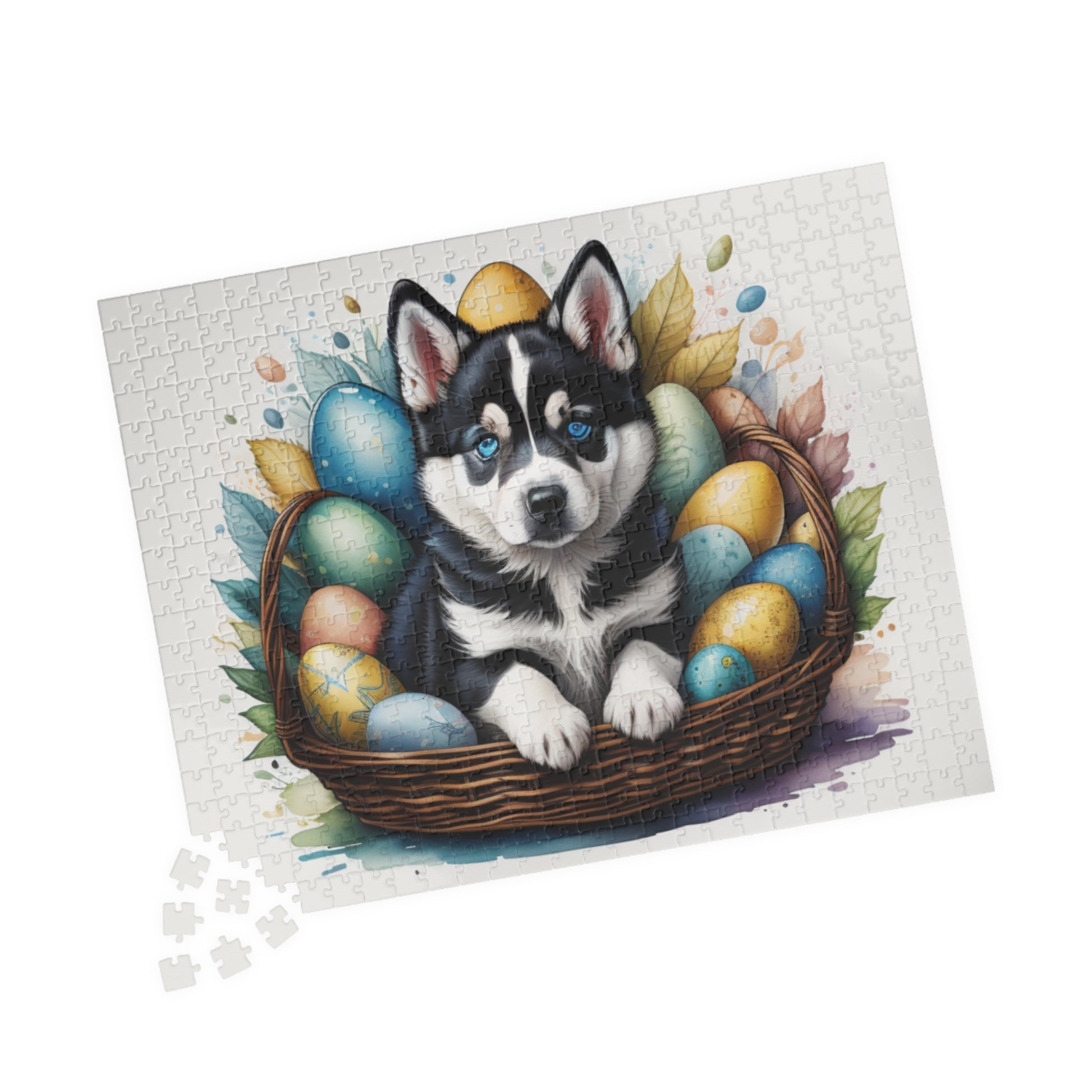 Siberian Husky Easter Puppy Puzzle - Dog Lovers, Mental Health Benefits, Holiday Fun, Mindfulness, Stress Relief, Festive Gift