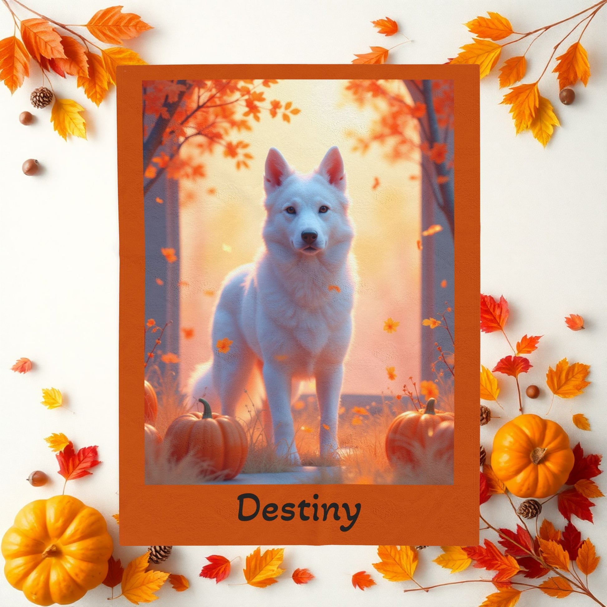 German Shepherd White Coat Velveteen Plush Blanket, Custom Dog Throw, GSD Owner Gift