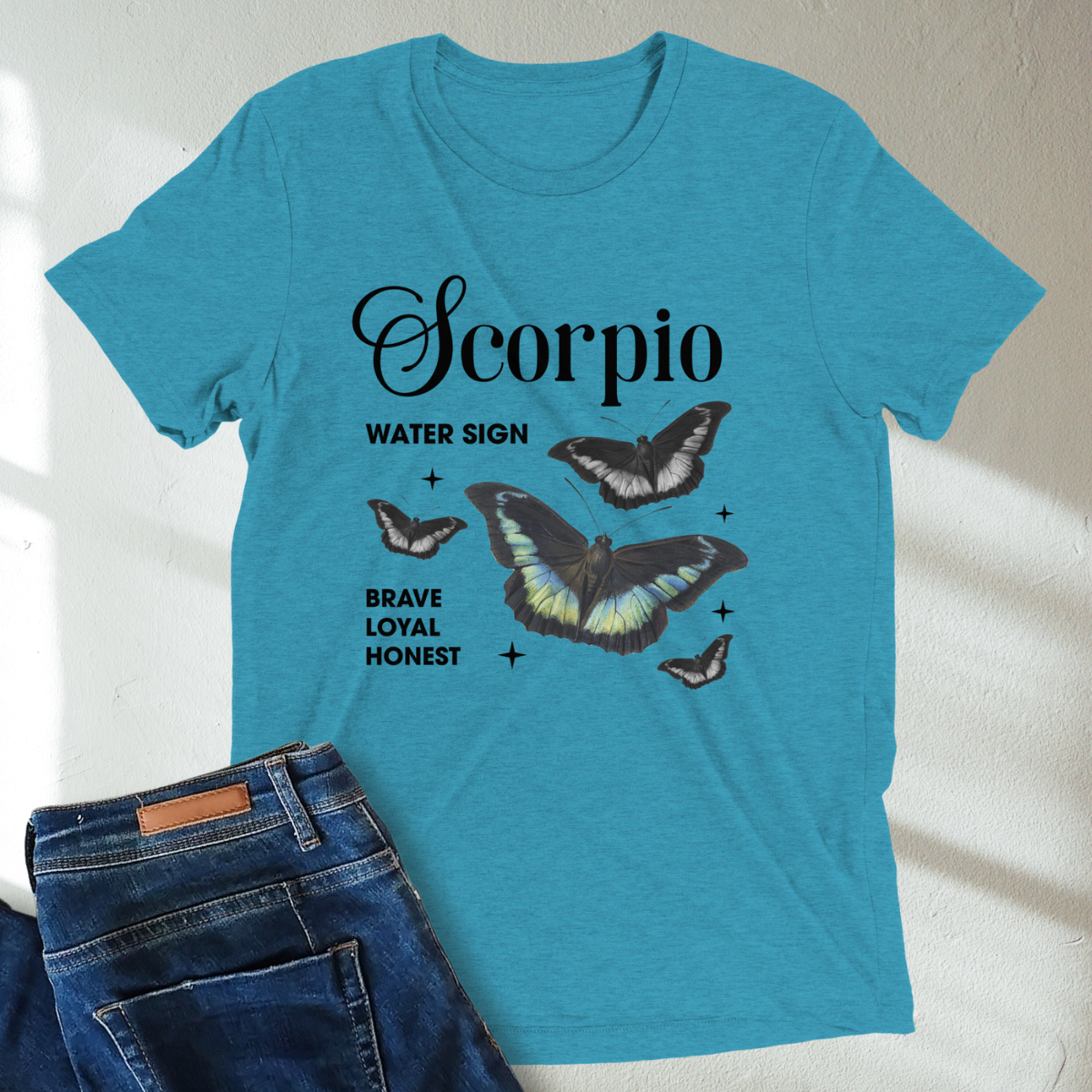 Scorpio Butterfly Zodiac Unisex T-Shirt : Soft Tri-Blend Unisex Astrology Shirt | Celestial Horoscope Tee