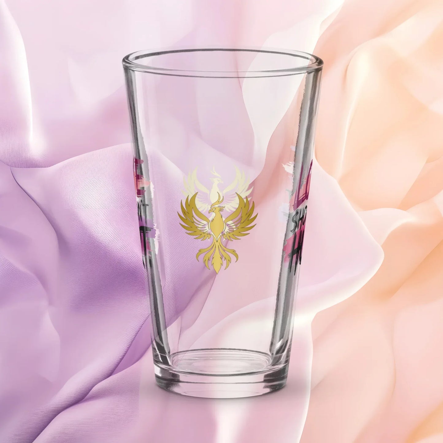 Shop our premium rise reclaim pint glass love shouldnt hurt from MySisterIsASurvivor.