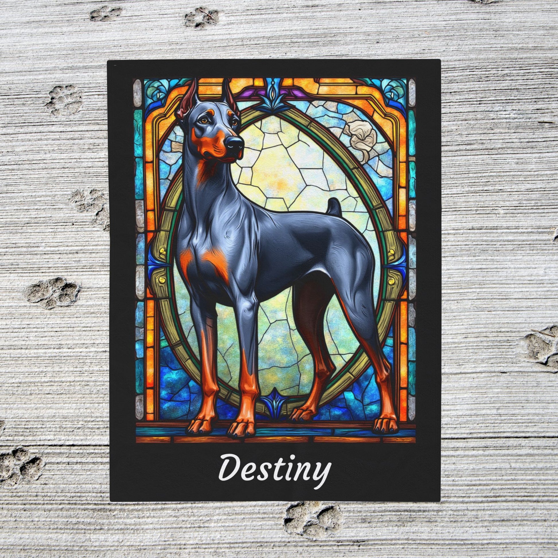 Doberman Blue & Rust Coat Blanket, Personalized Dog Lover Throw, Custom Gift for Humans