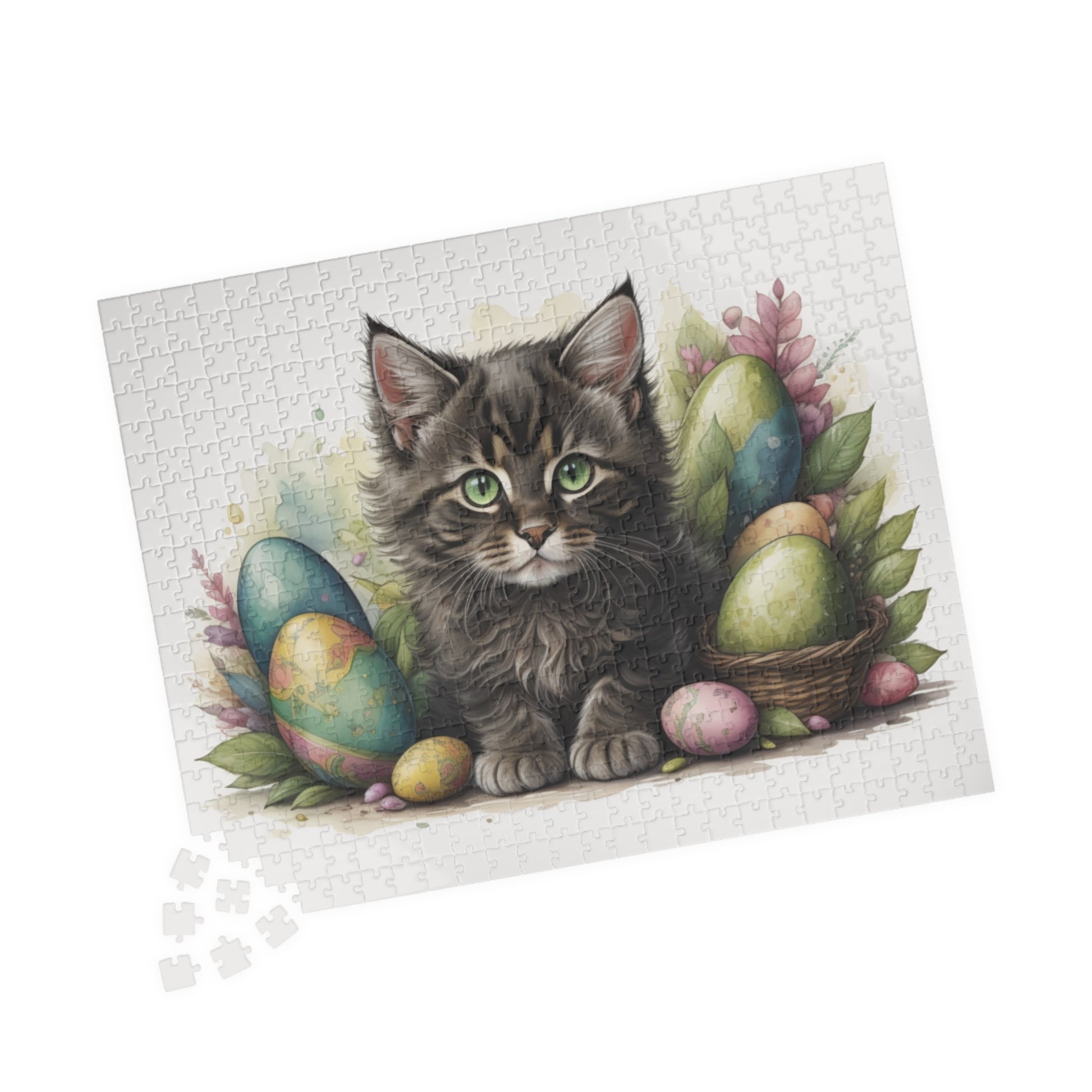 Maine Coon Easter Kitten Puzzle - Cat Lovers, Mental Health Benefits, Holiday Fun, Mindfulness, Stress Relief, Festive Gift
