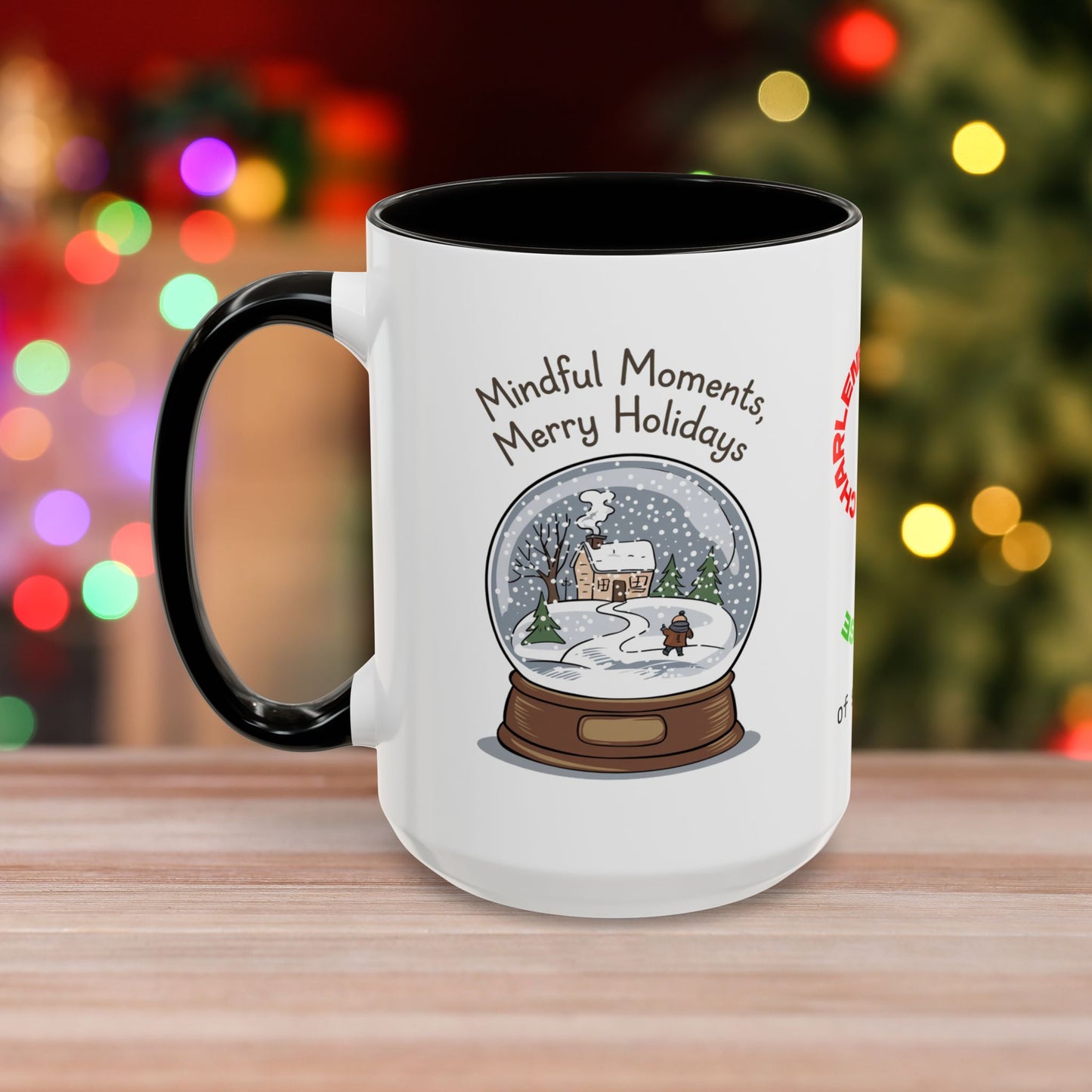 Mindful Moments Merry Holidays Mug - Personalized Self-Care Mug, Christmas Mental Health Gift with Accent Color