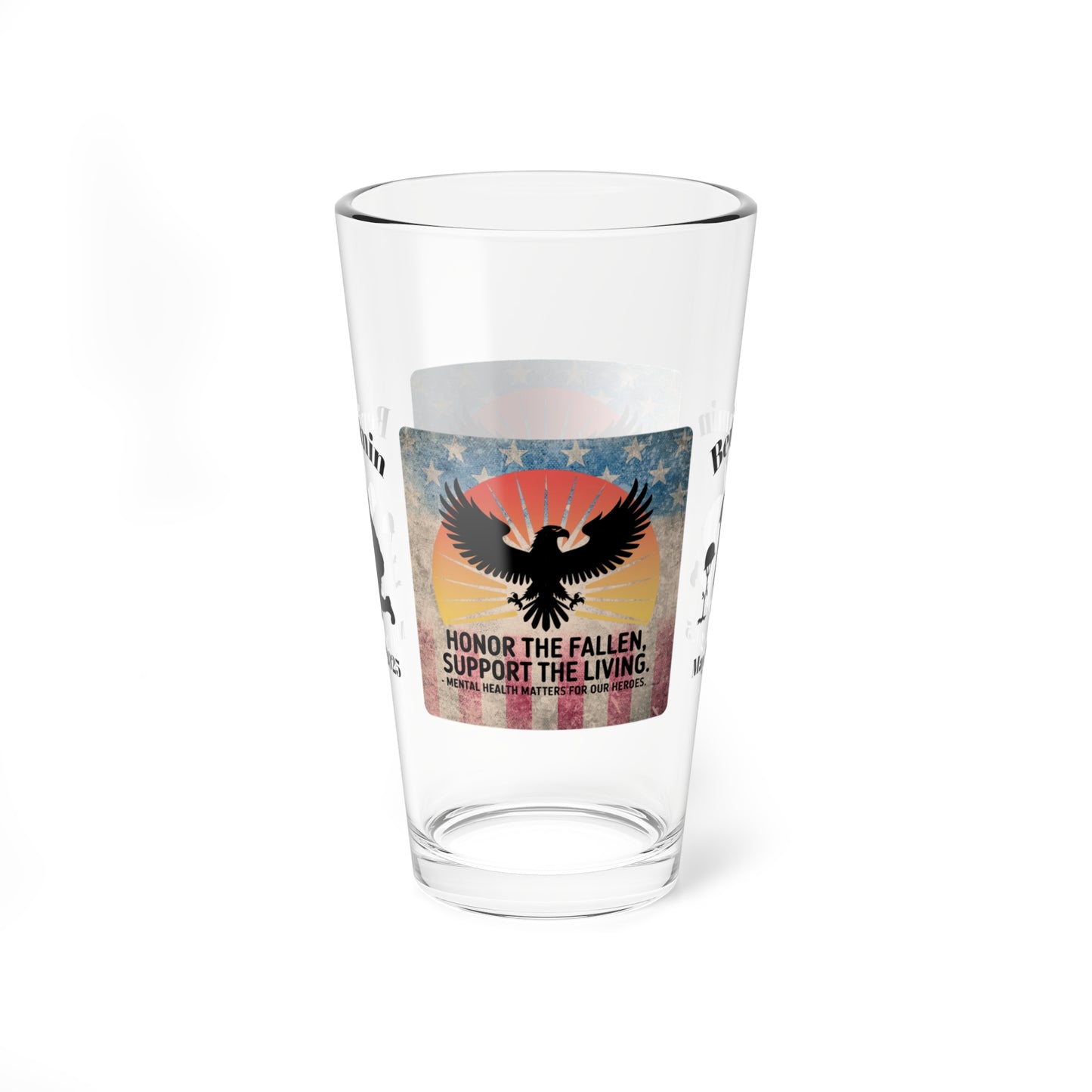 Personalized Memorial Day Pint Glass - "Honor The Fallen", PTSD Awareness Gift for Veterans & Memorial Days