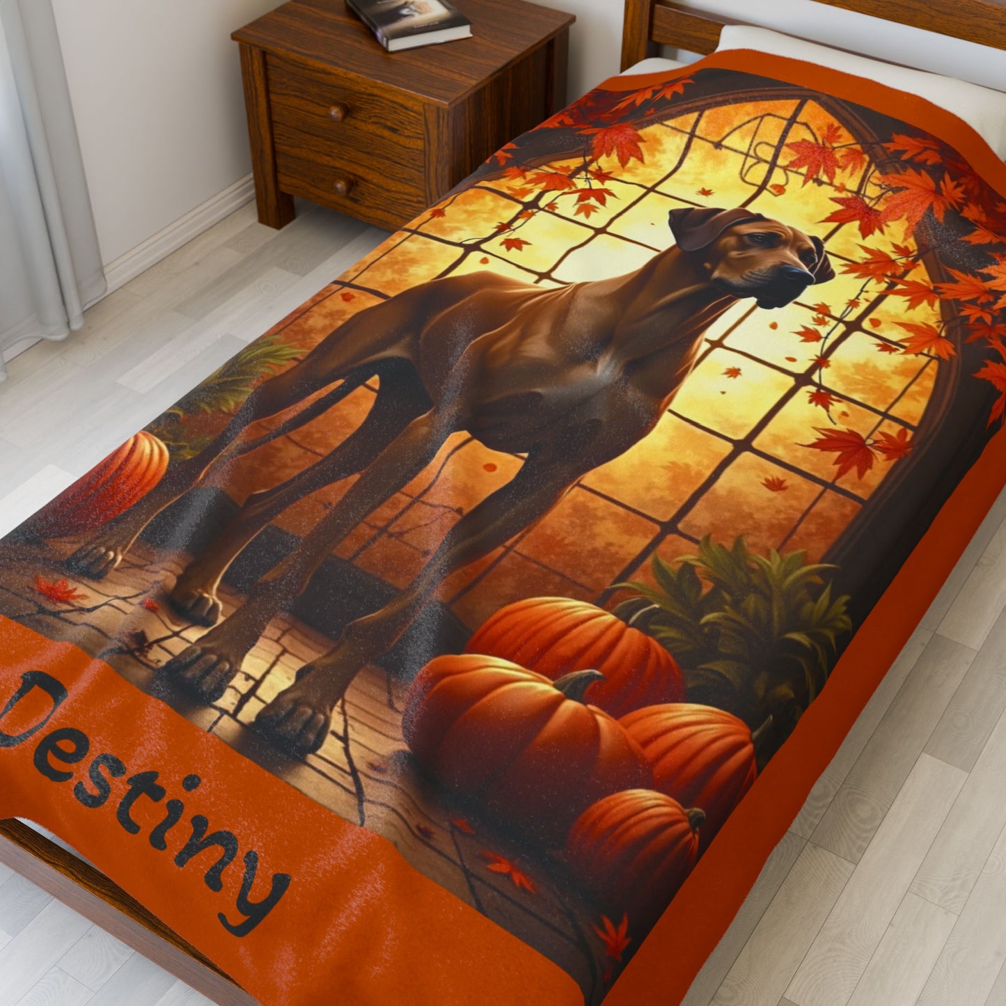 Fawn Great Dane velveteen plush blanket, soft plush throw, custom gift for Great Dane owners