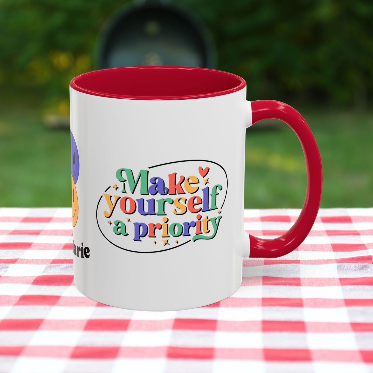 Make Yourself a Priority - Personalized Retro Self-Care Affirmation Mug for Mental Health Wellness
