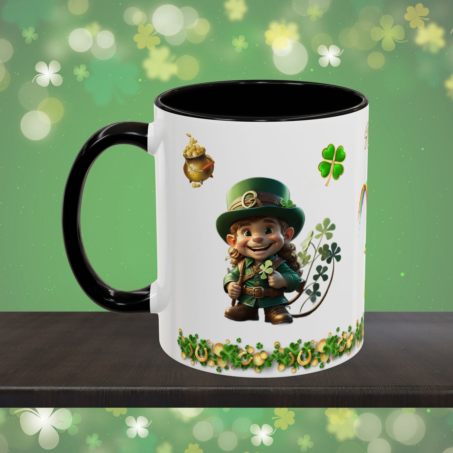 Little Luck Charm: St. Patrick's Day Two-Tone Coffee Mug - Festive Ceramic Mug for Positivity & Mindfulness