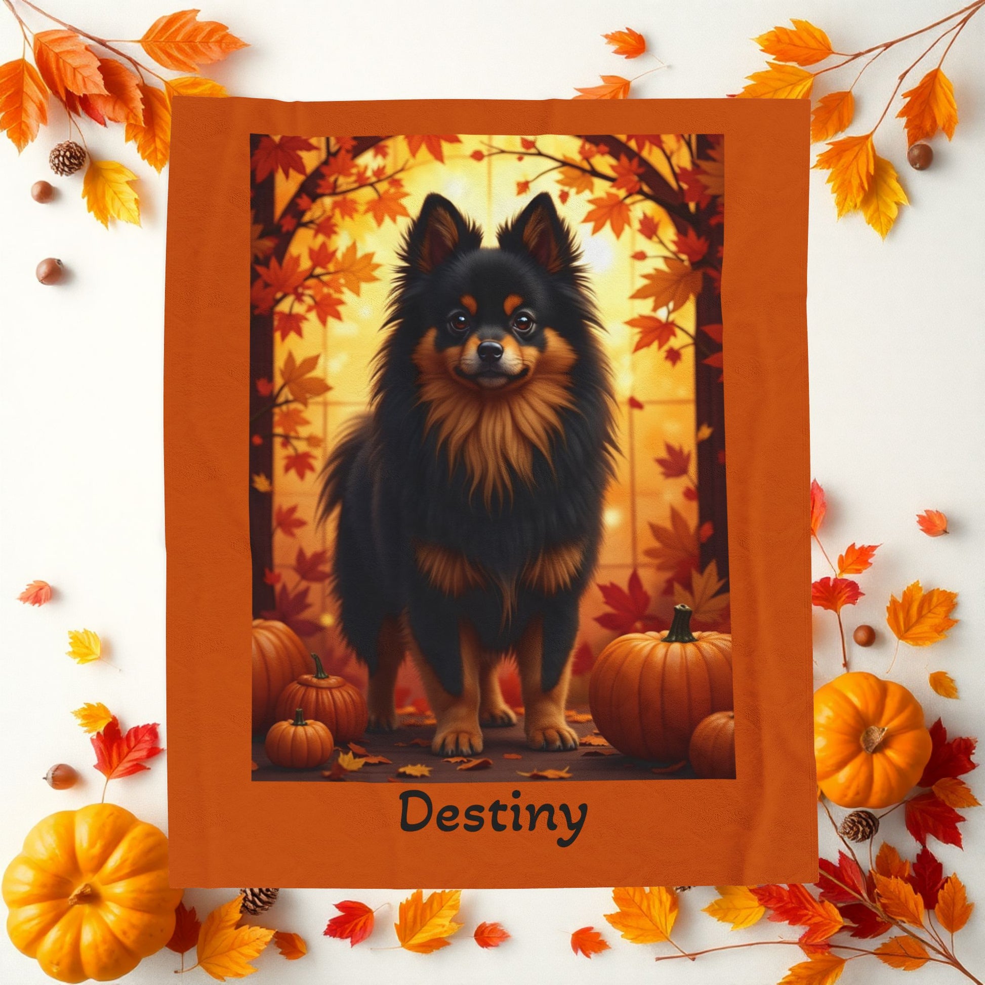 Pomeranian Black & Tan Coat Velveteen Blanket, Cozy Plush Dog Throw, Custom Pet Lover Gift